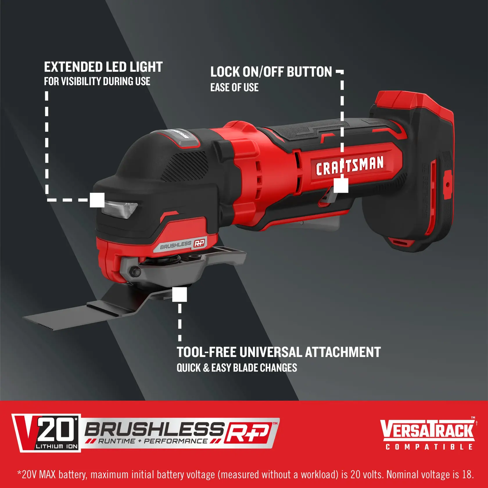 V20 BRUSHLESS RP Oscillating Tool (Tool Only) on dark background