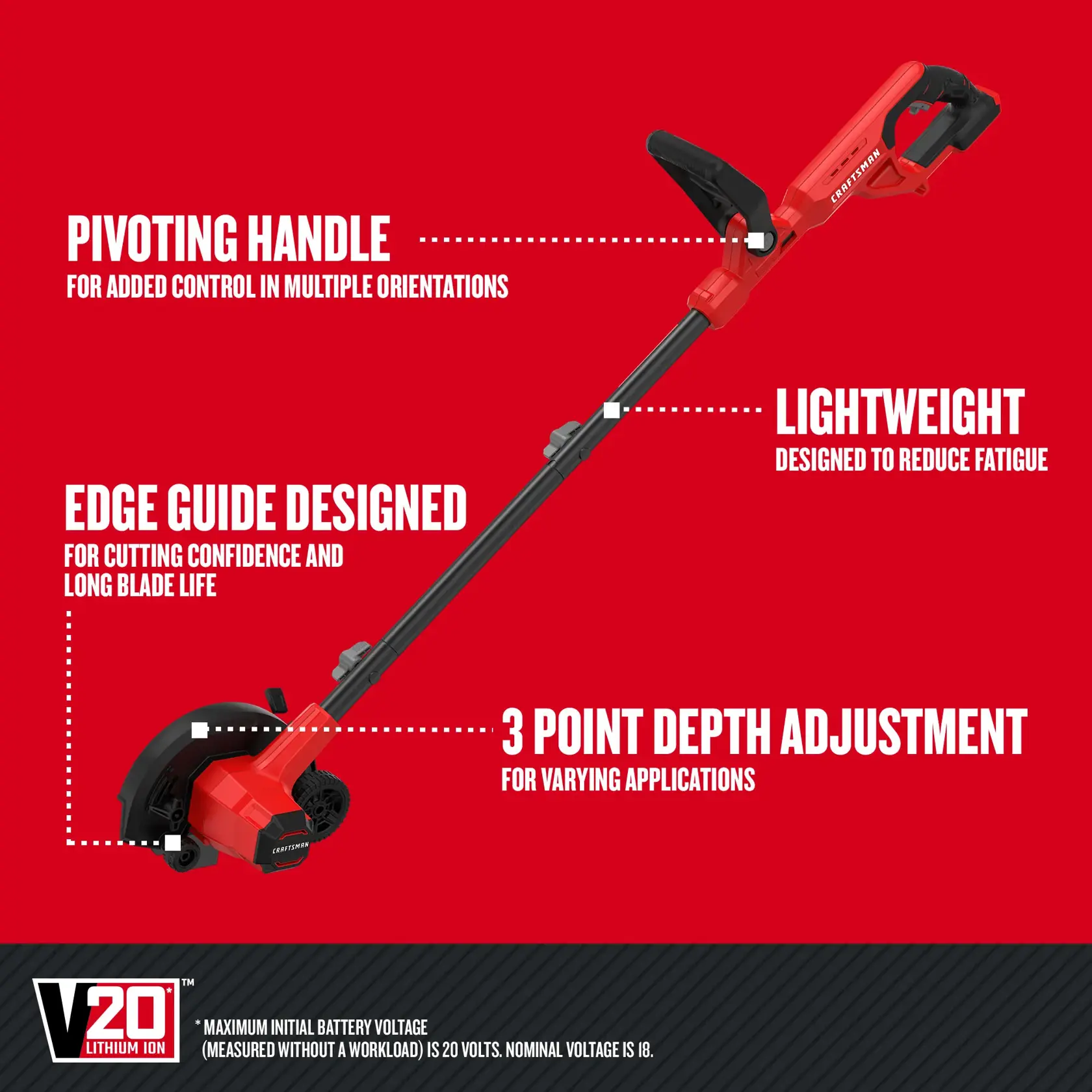 Graphic of CRAFTSMAN Edgers highlighting product features