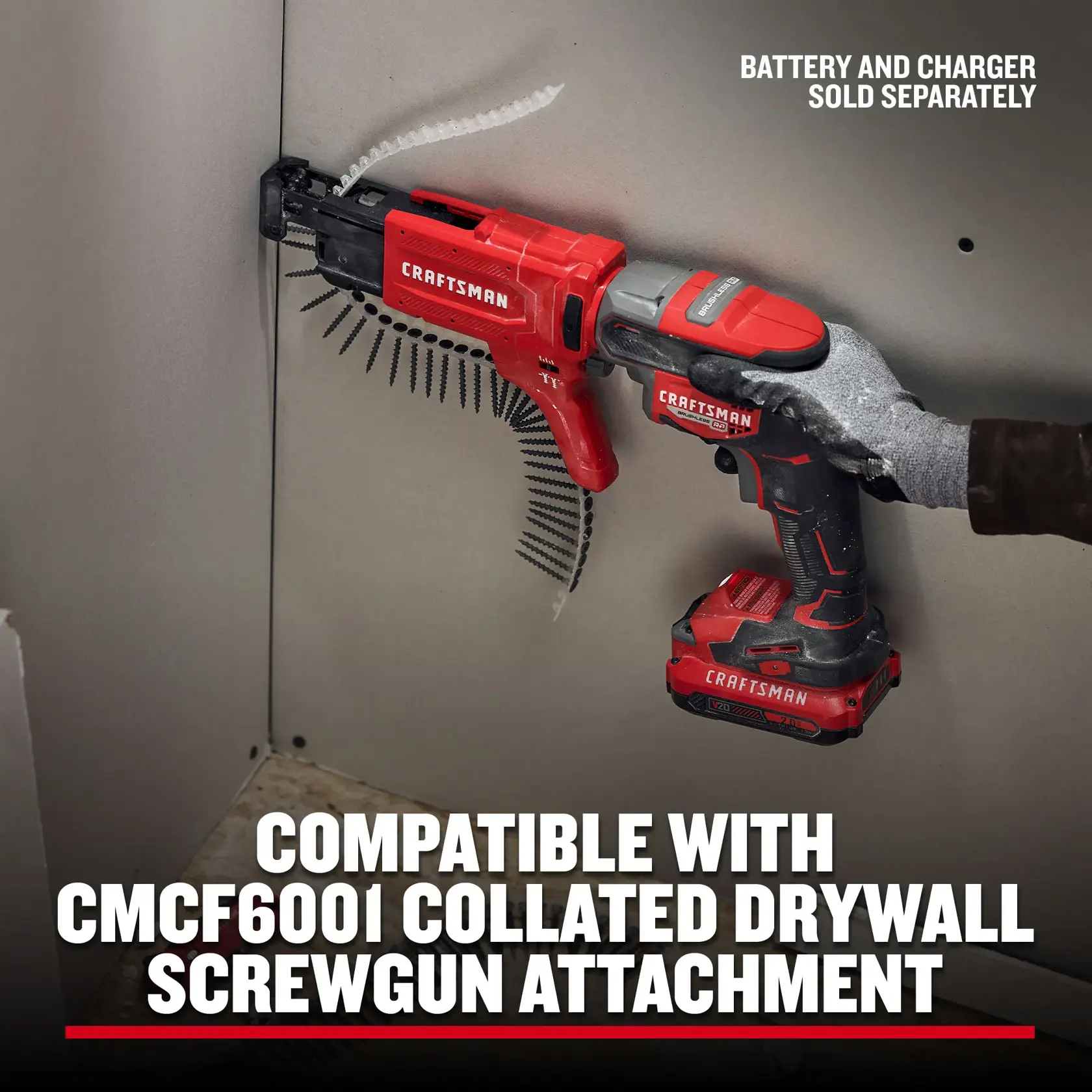 Compatible with CMCF6001 collated drywall screwgun attachment sold separately 