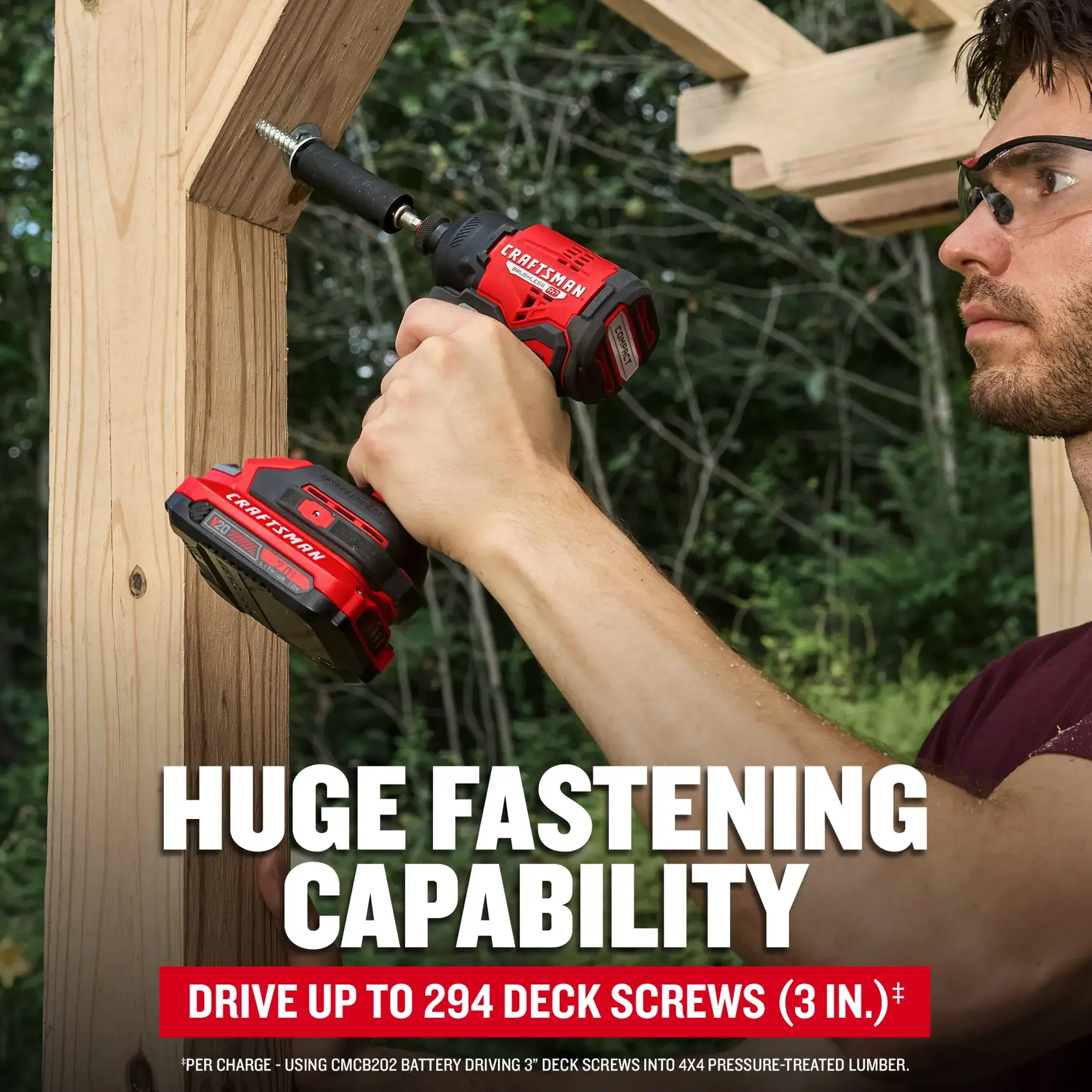 eComm Graphic Huge Fastening Capability CRAFTSMAN® V20* BRUSHLESS RP™  Impact Driver Kit 
