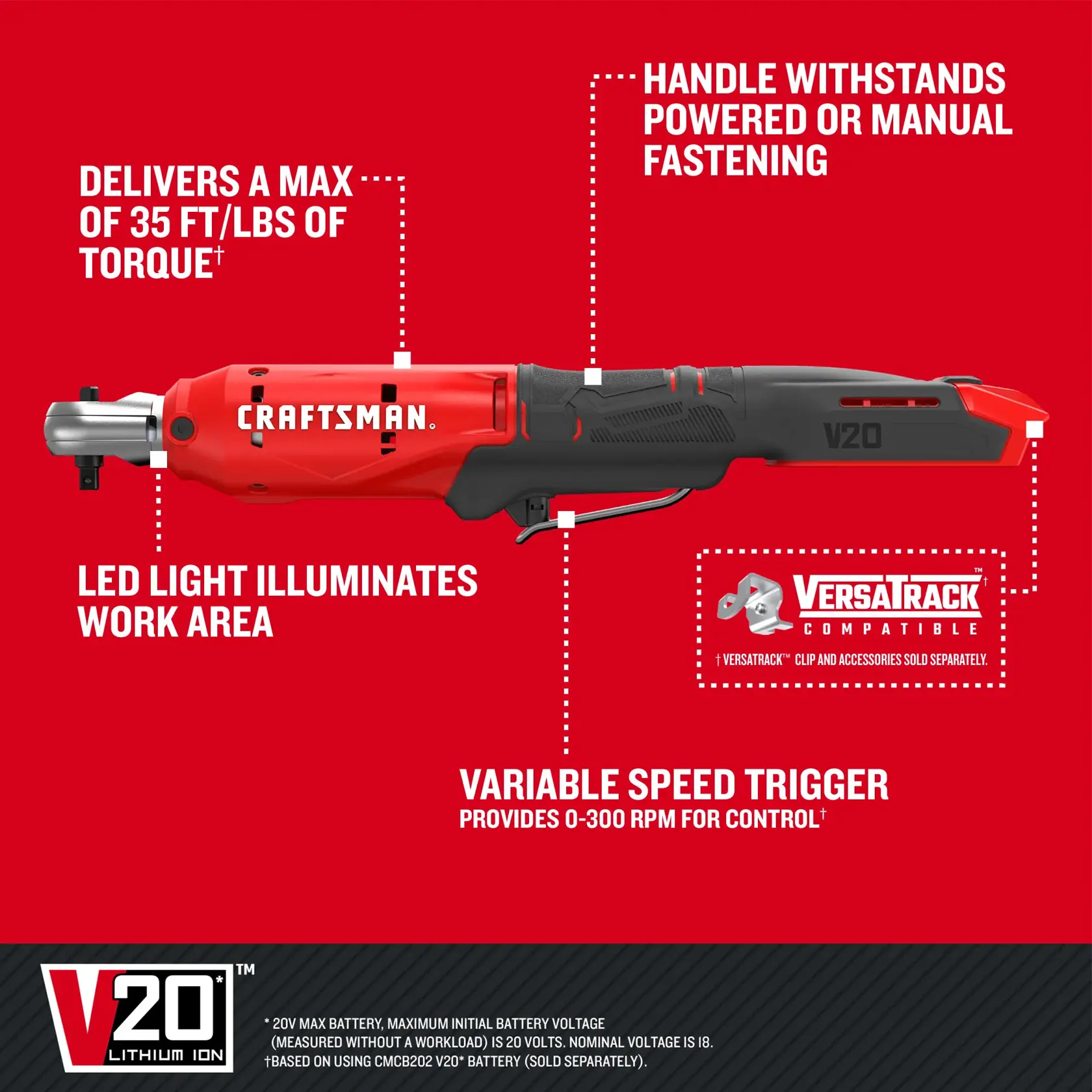 V20 Cordless 1/4 inch ratchet graphic