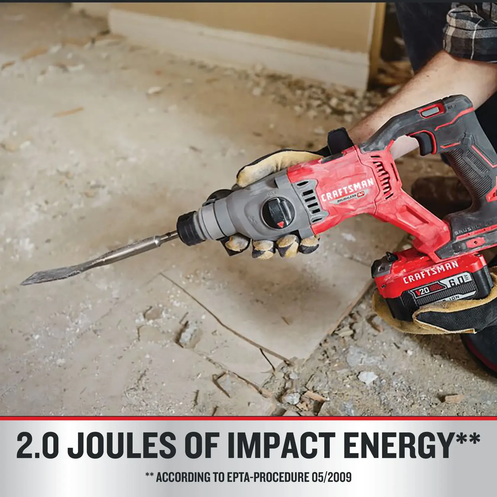 V20 20 Brushless RP Rotary Hammer on dark background