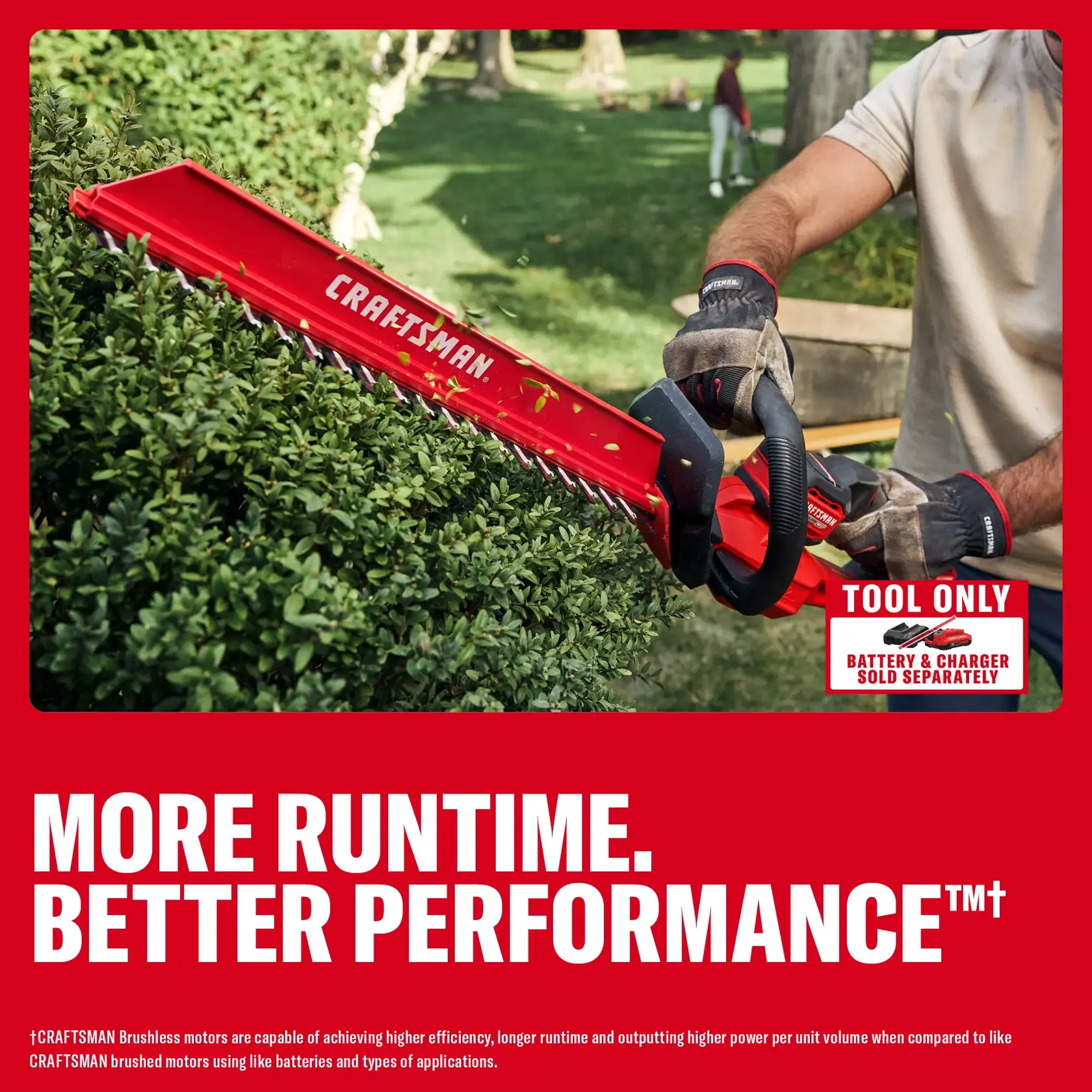CRAFTSMAN® V20* BRUSHLESS RP™ 22 in. Hedge Trimmer 2Ah Battery and Charger Kit eComm Graphic