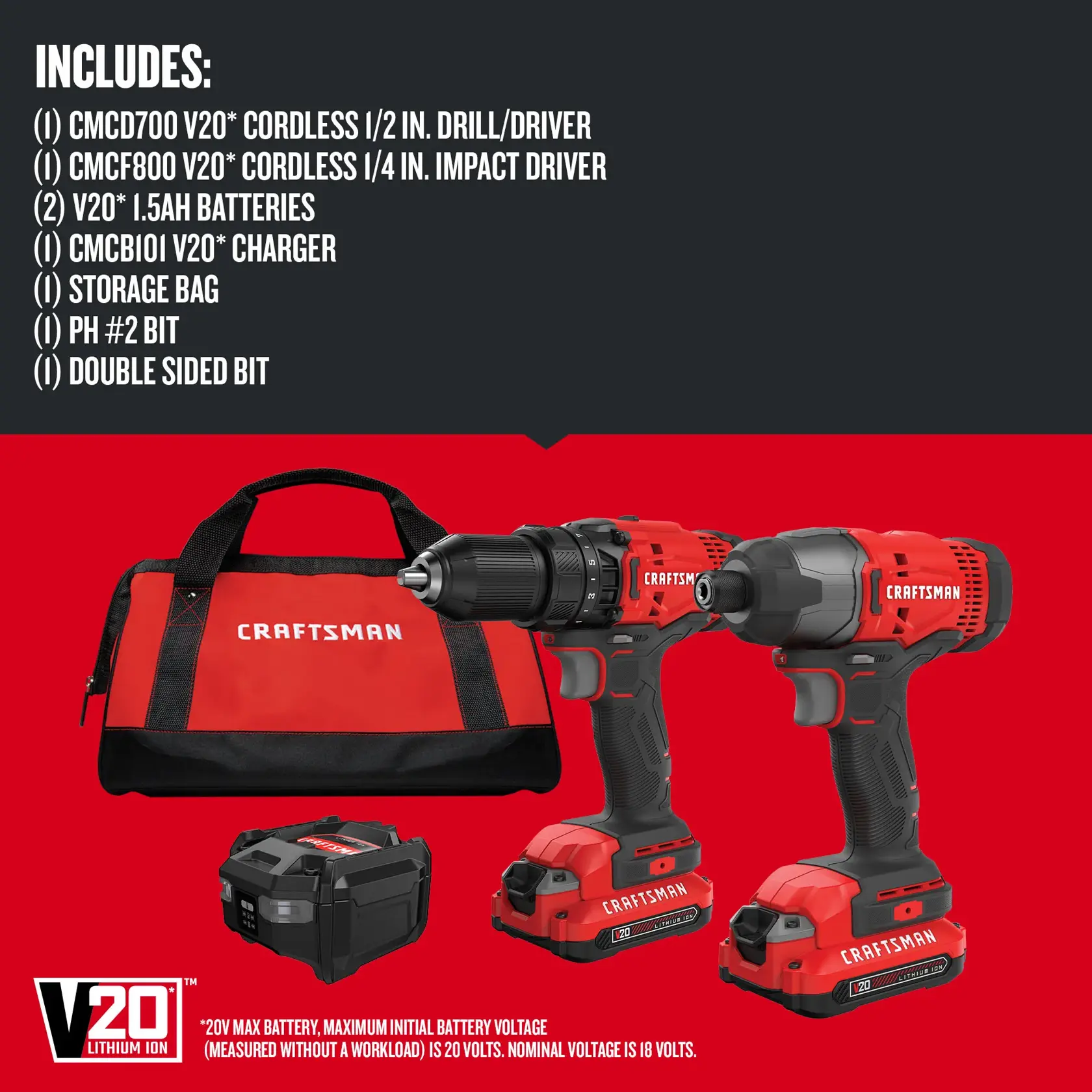Graphic of CRAFTSMAN Combo Kits: Power Tools highlighting product features