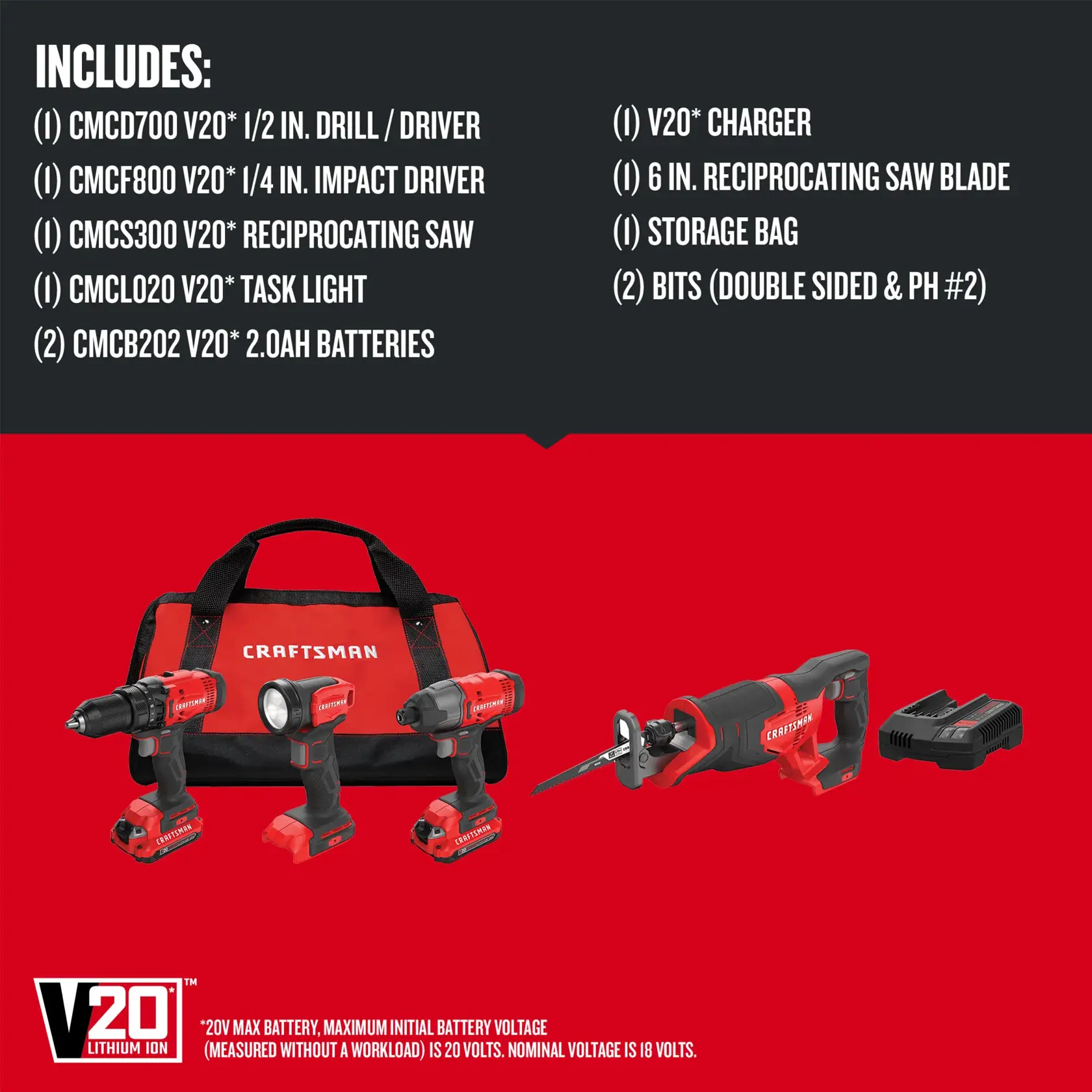 CRAFTSMAN Combo Kits: Power Tools highlighting product features carousel
