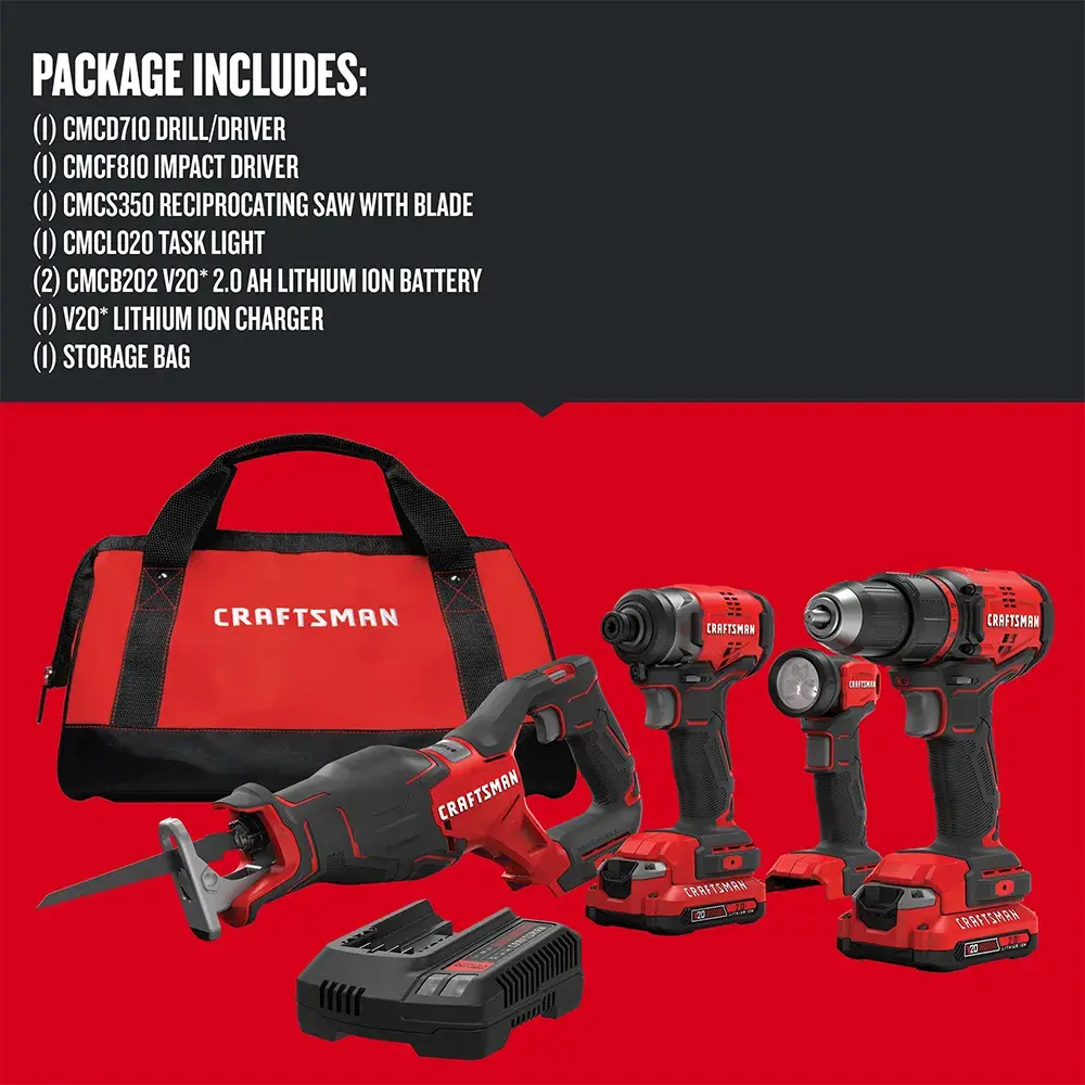 Graphic of CRAFTSMAN Combo Kits: Power Tools highlighting product features