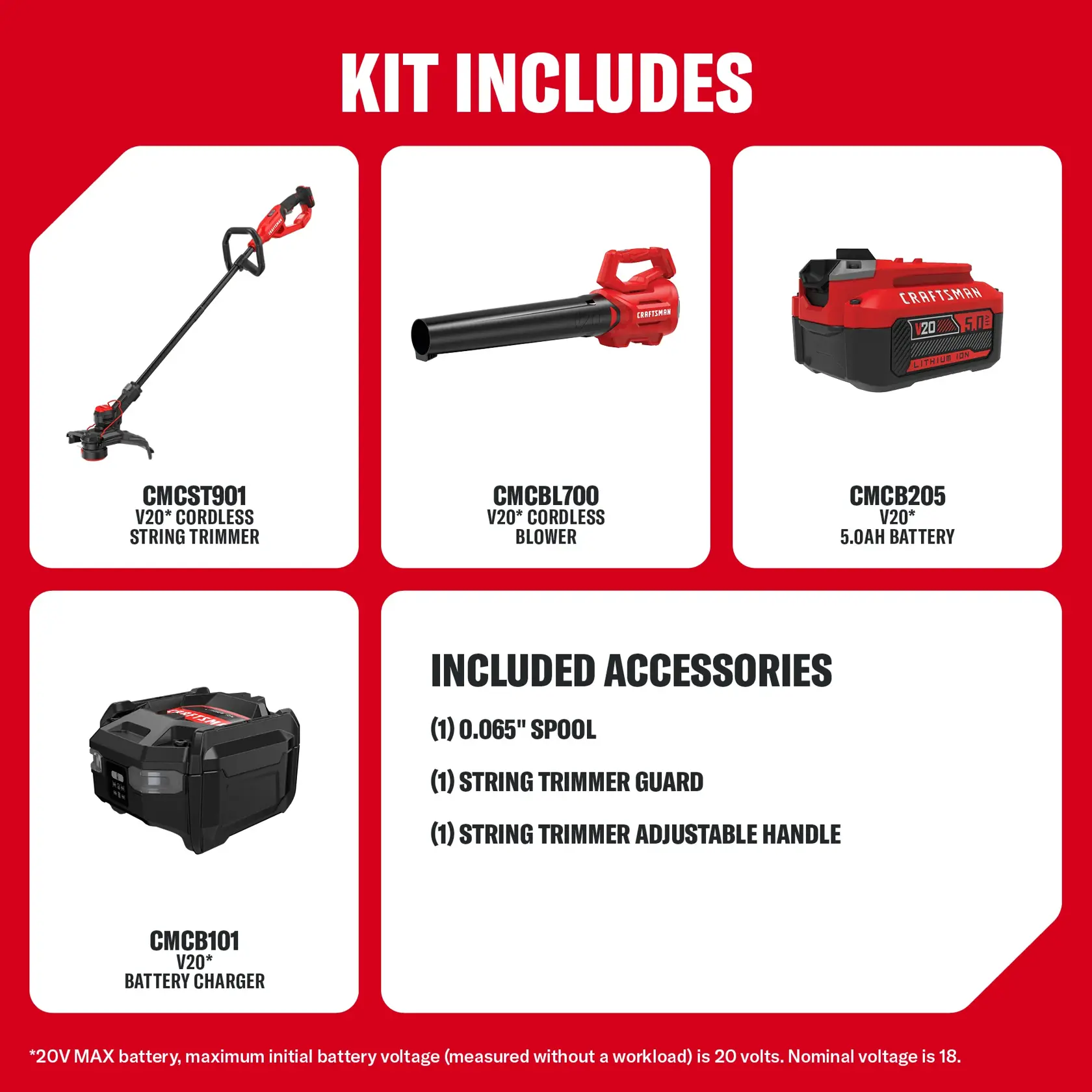 V20* 13-in String Trimer And 380 CFM Blower Combo Kit (5Ah Battery And Charger Included)