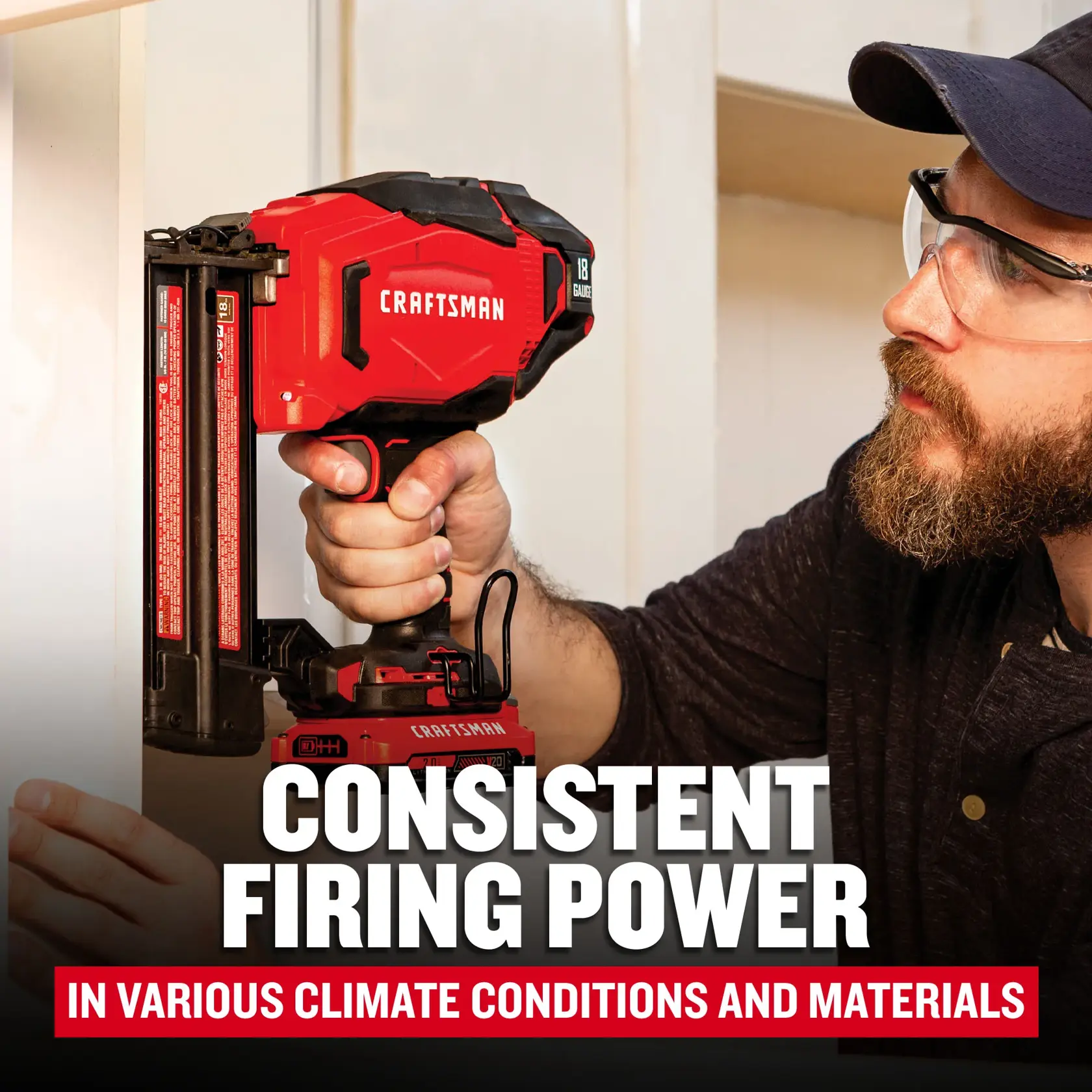 Craftsman CMCN618C1 V20 Cordless Brad Nailer Kit with 1.5 Ah Battery and Charger F+B