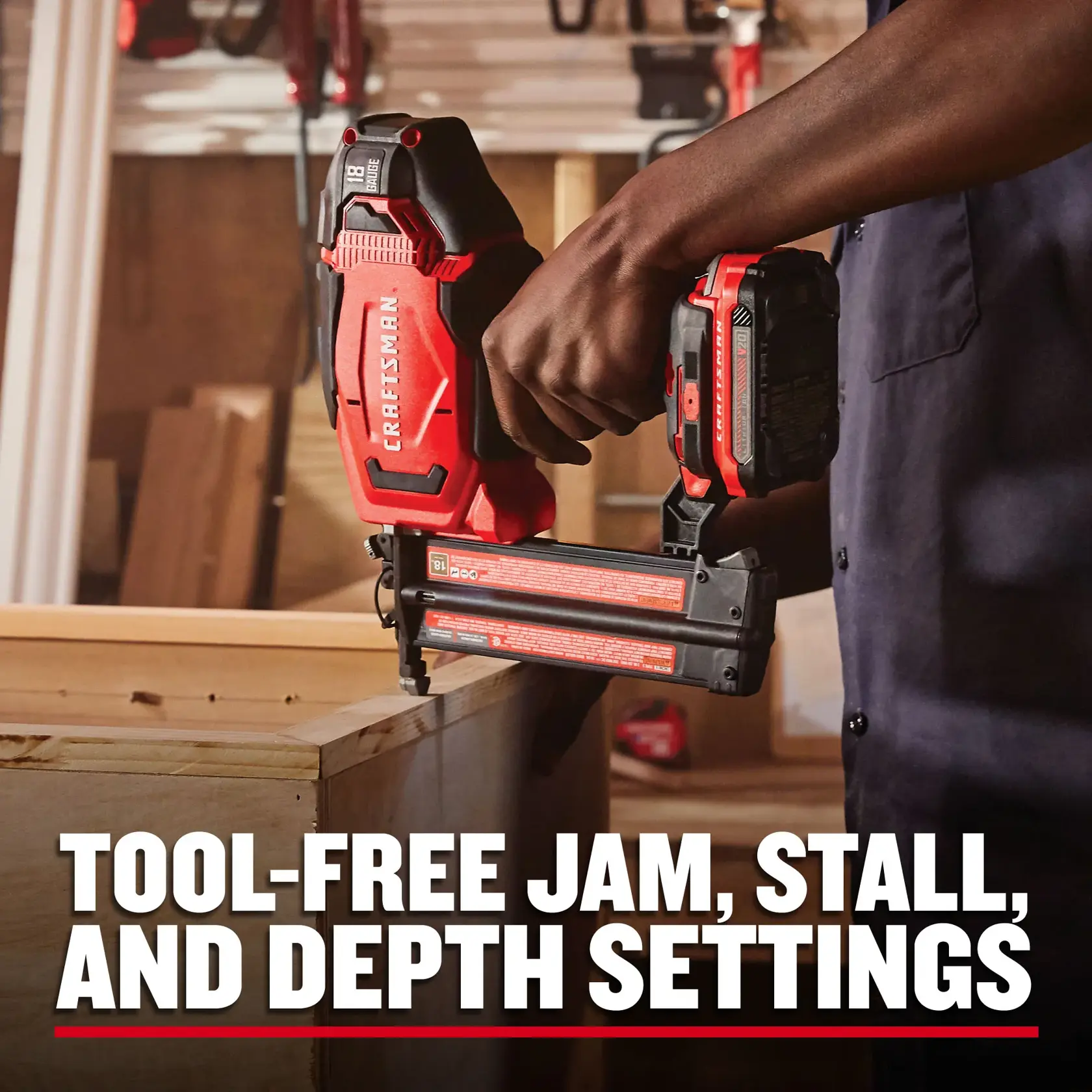 Craftsman CMCN618C1 V20 Cordless Brad Nailer Kit with 1.5 Ah Battery and Charger F+B