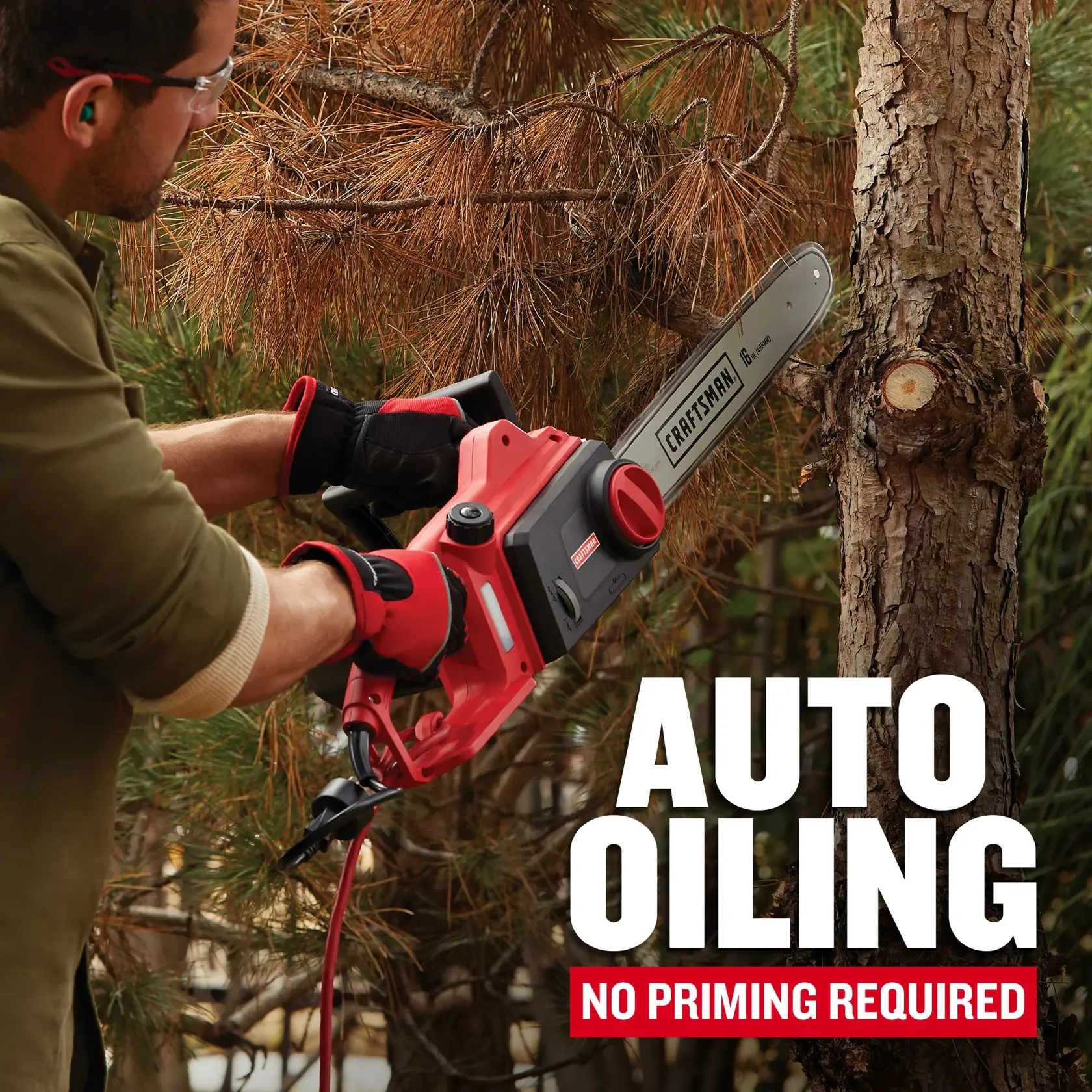 eComm Graphic CRAFTSMAN® Corded 16-Inch Electric Chainsaw (12 Amp)) - Auto Oiling