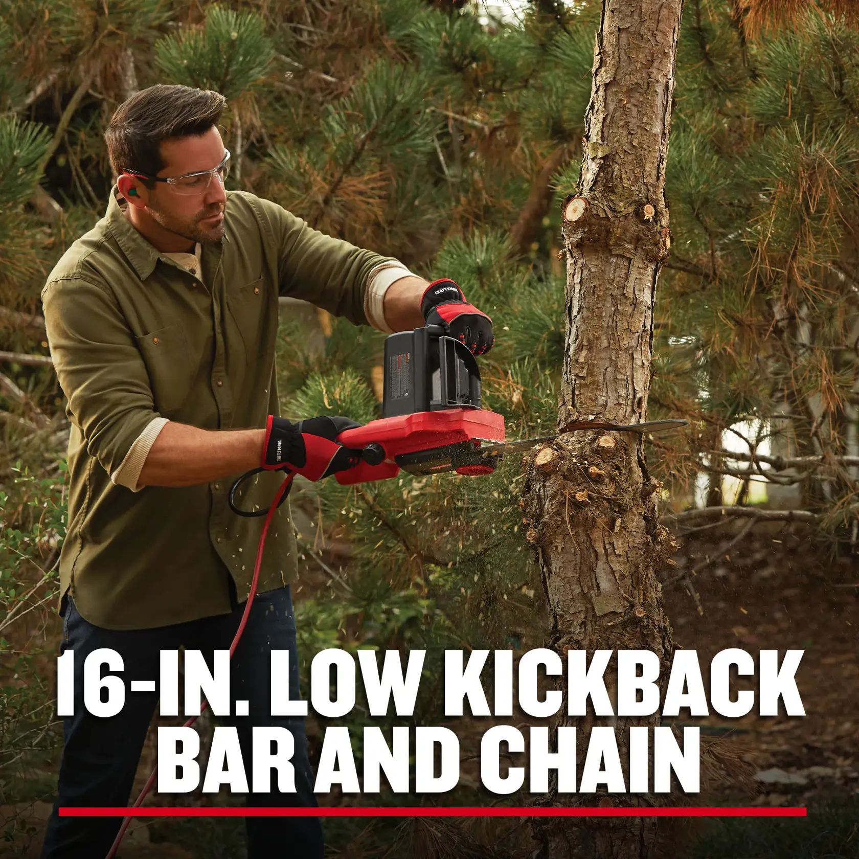 eComm Graphic CRAFTSMAN® Corded 16-Inch Electric Chainsaw (12 Amp) - 16-in. Low Kickback