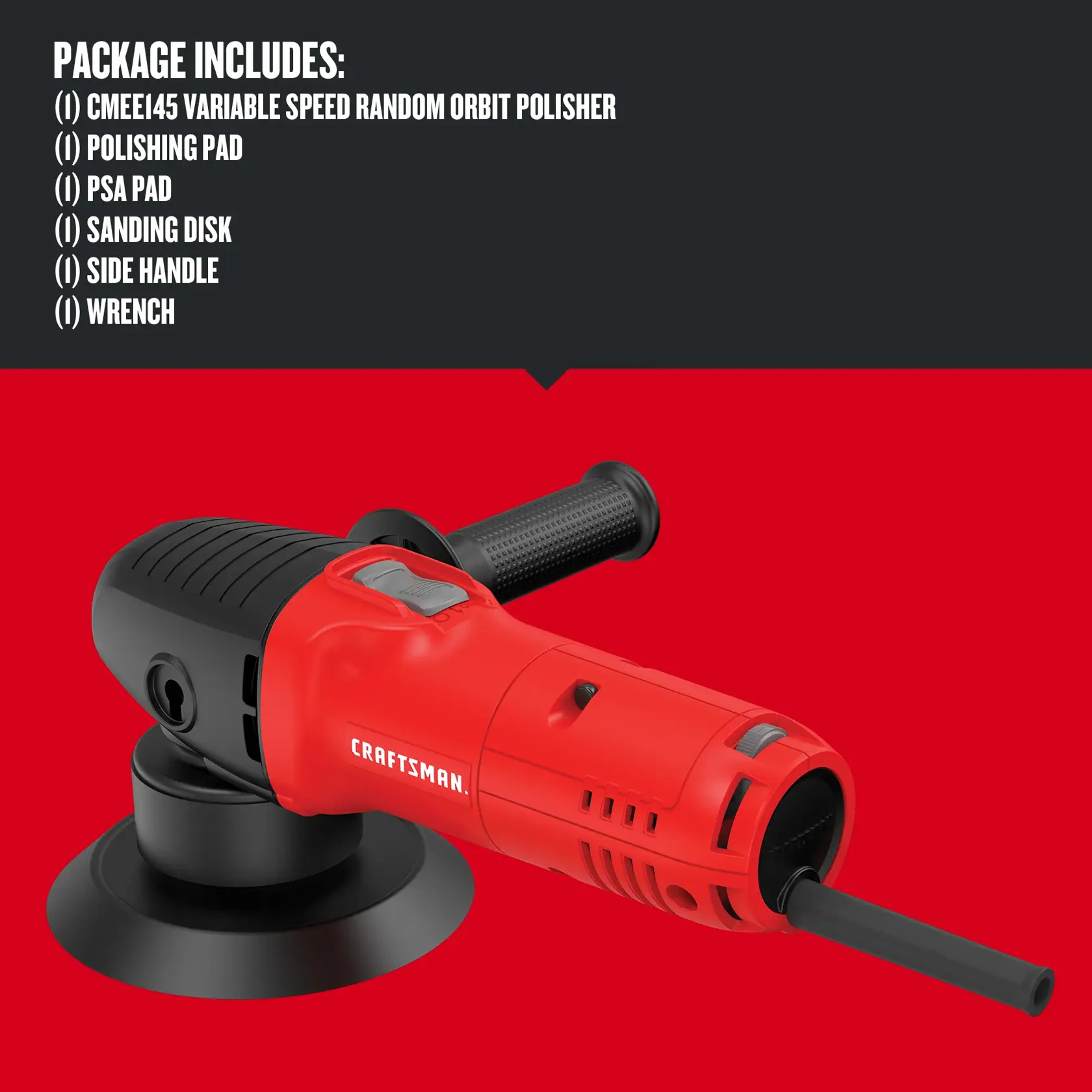 Graphic of CRAFTSMAN Polisher highlighting product features