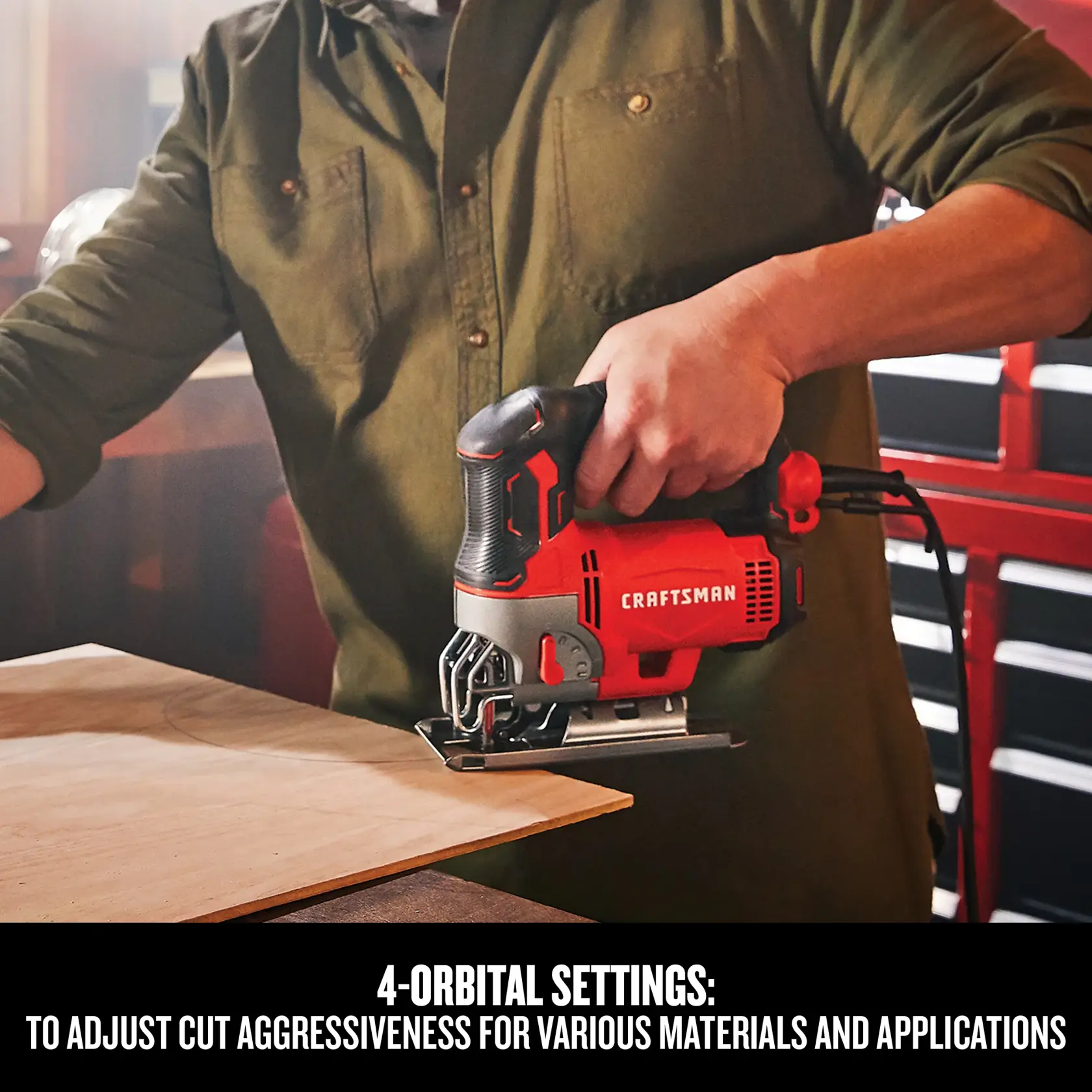 Graphic of CRAFTSMAN Jig Saw highlighting product features
