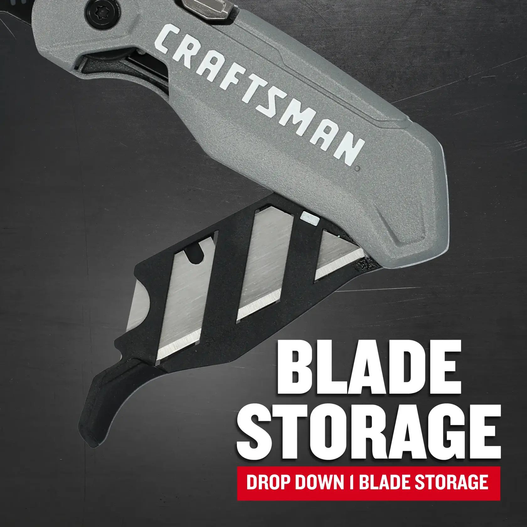 CRAFTSMAN® Push and Flip Folding Knife Grey Blade Storage