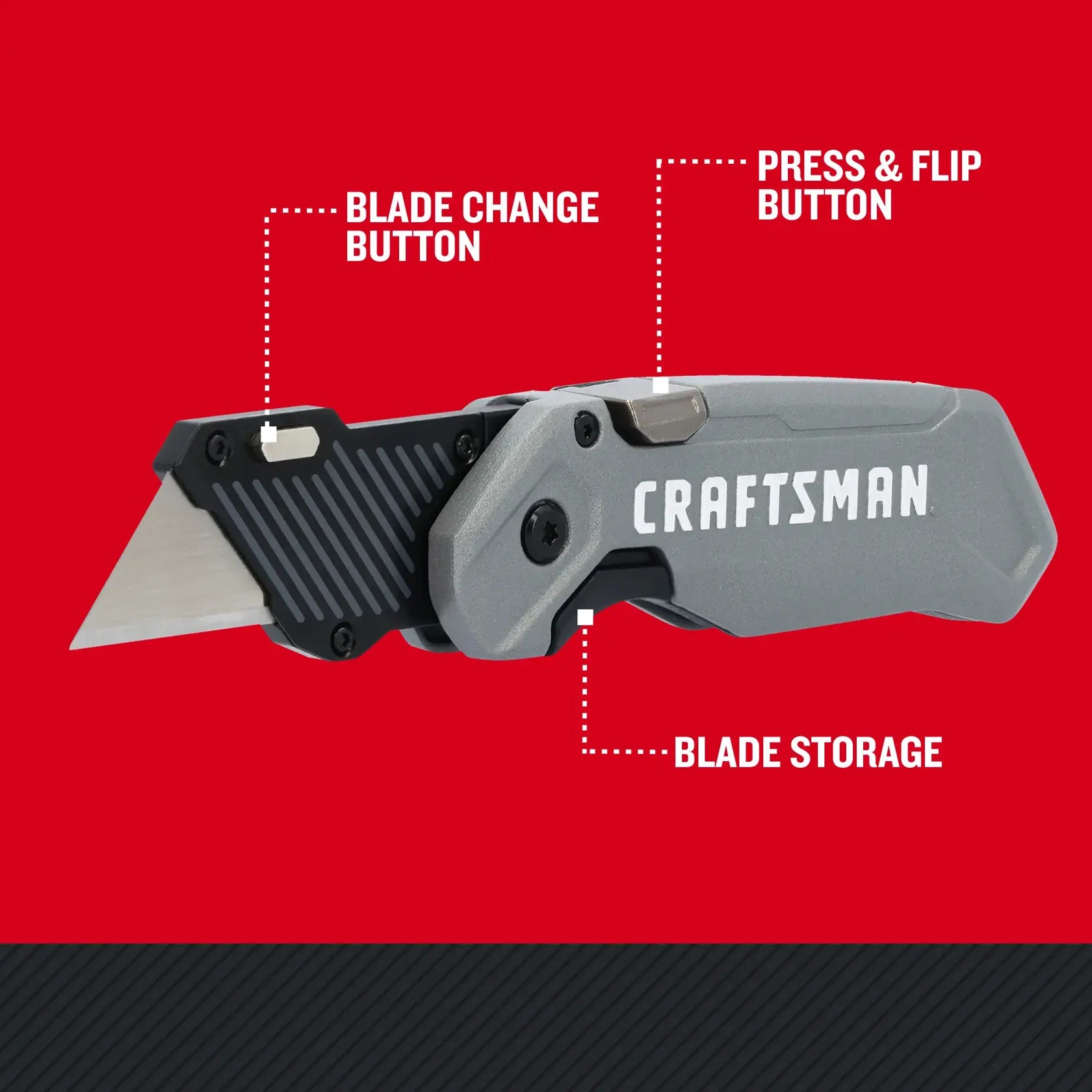 CRAFTSMAN® Push and Flip Folding Knife Grey Walkaround