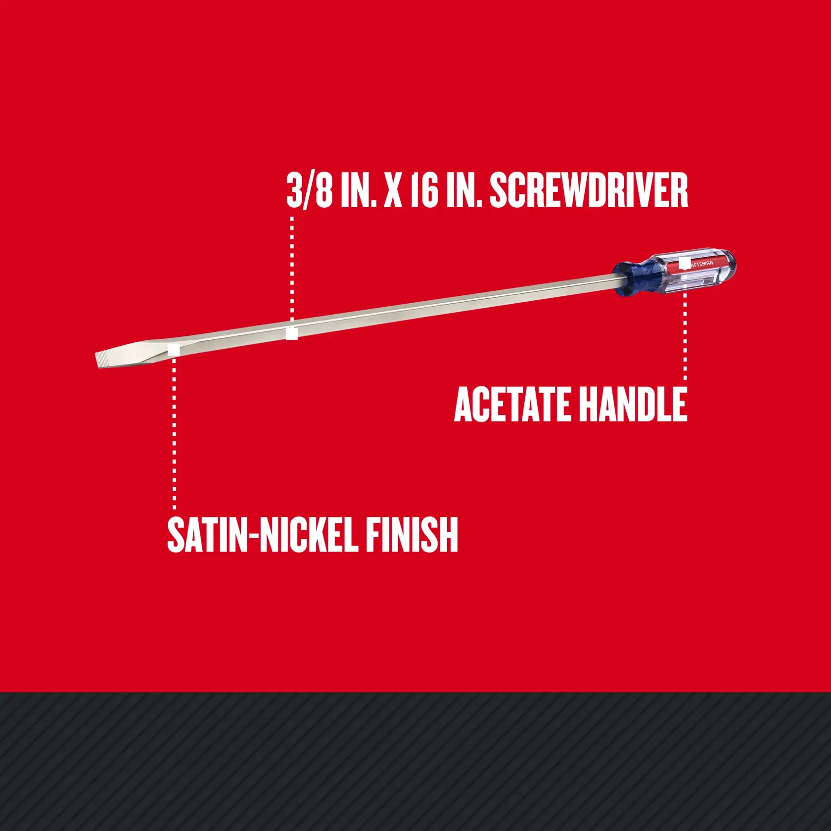 Graphic of CRAFTSMAN Screwdrivers: Acetate highlighting product features