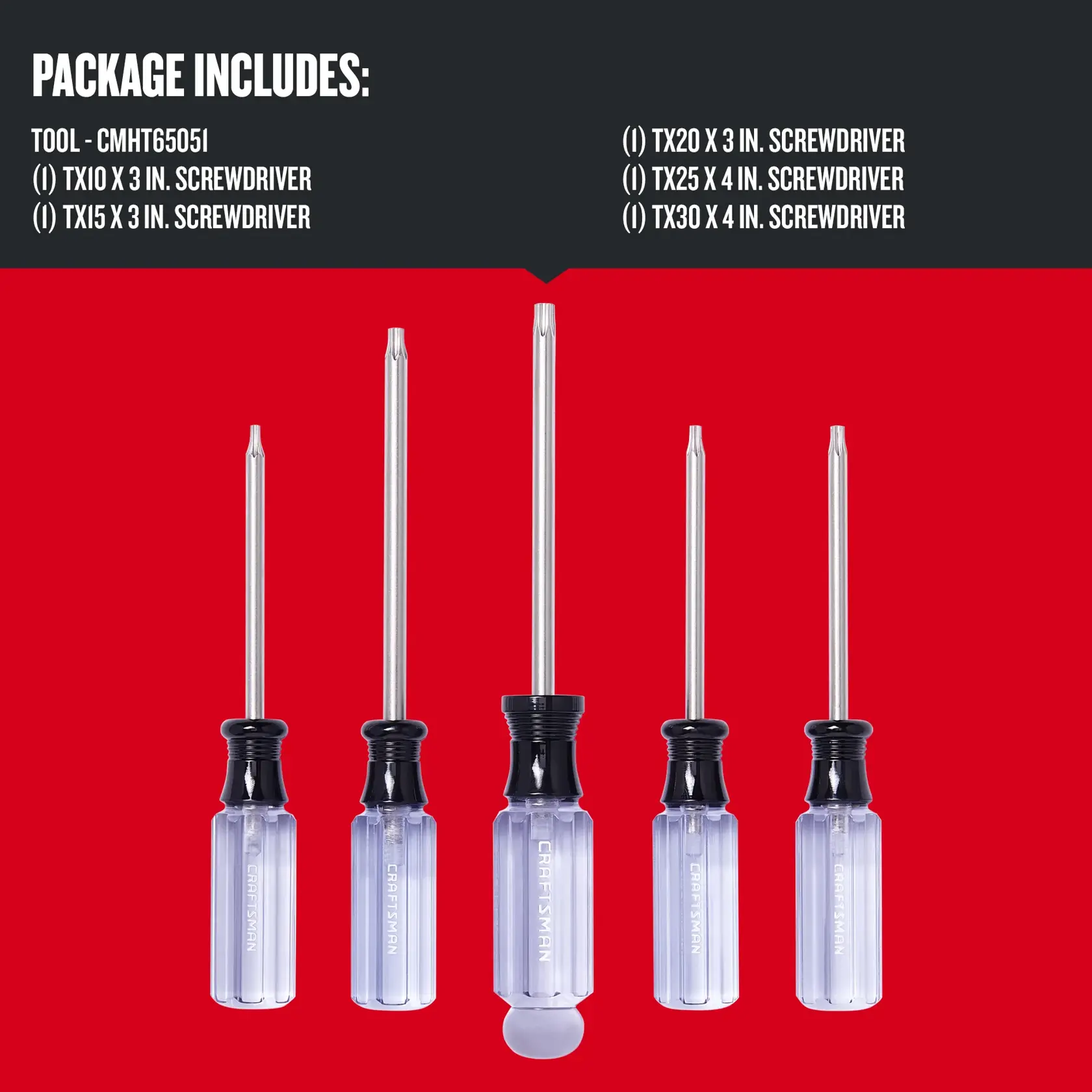 Graphic of CRAFTSMAN Screwdrivers: Acetate highlighting product features