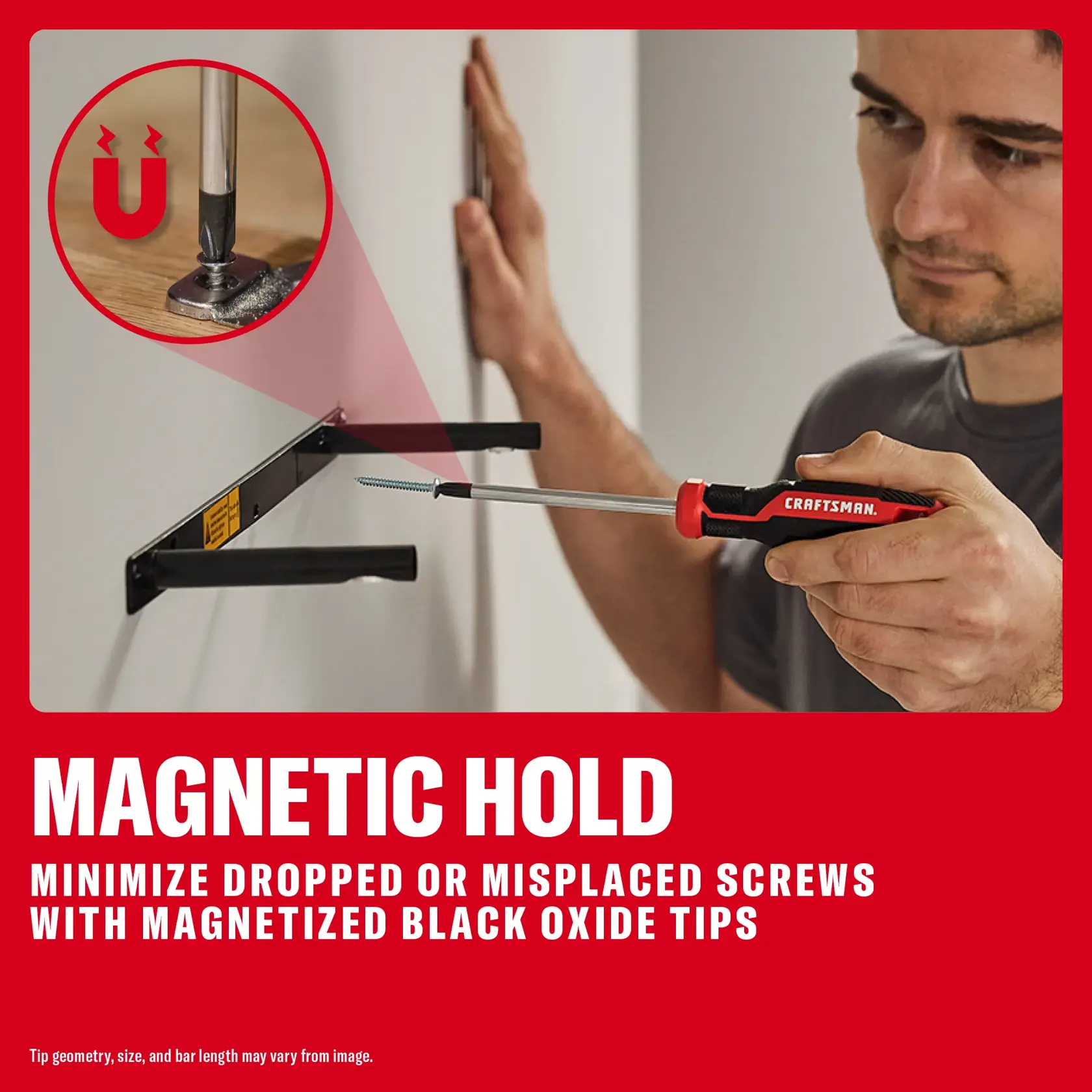 CRAFTSMAN magnetic screwdriver minimizing dropped screws, SKUs: 0-29-808, CMHT65148, CMHT65155, CMHT65163, CMHT65169