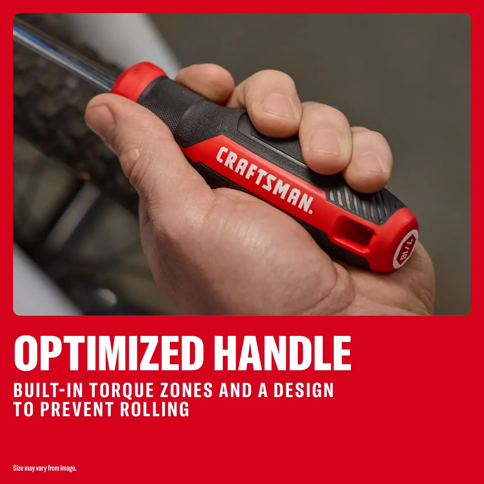 CRAFTSMAN screwdriver with optimized handle. SKUs: 0-29-808, CMHT65145, CMHT65144, CMHT65143.