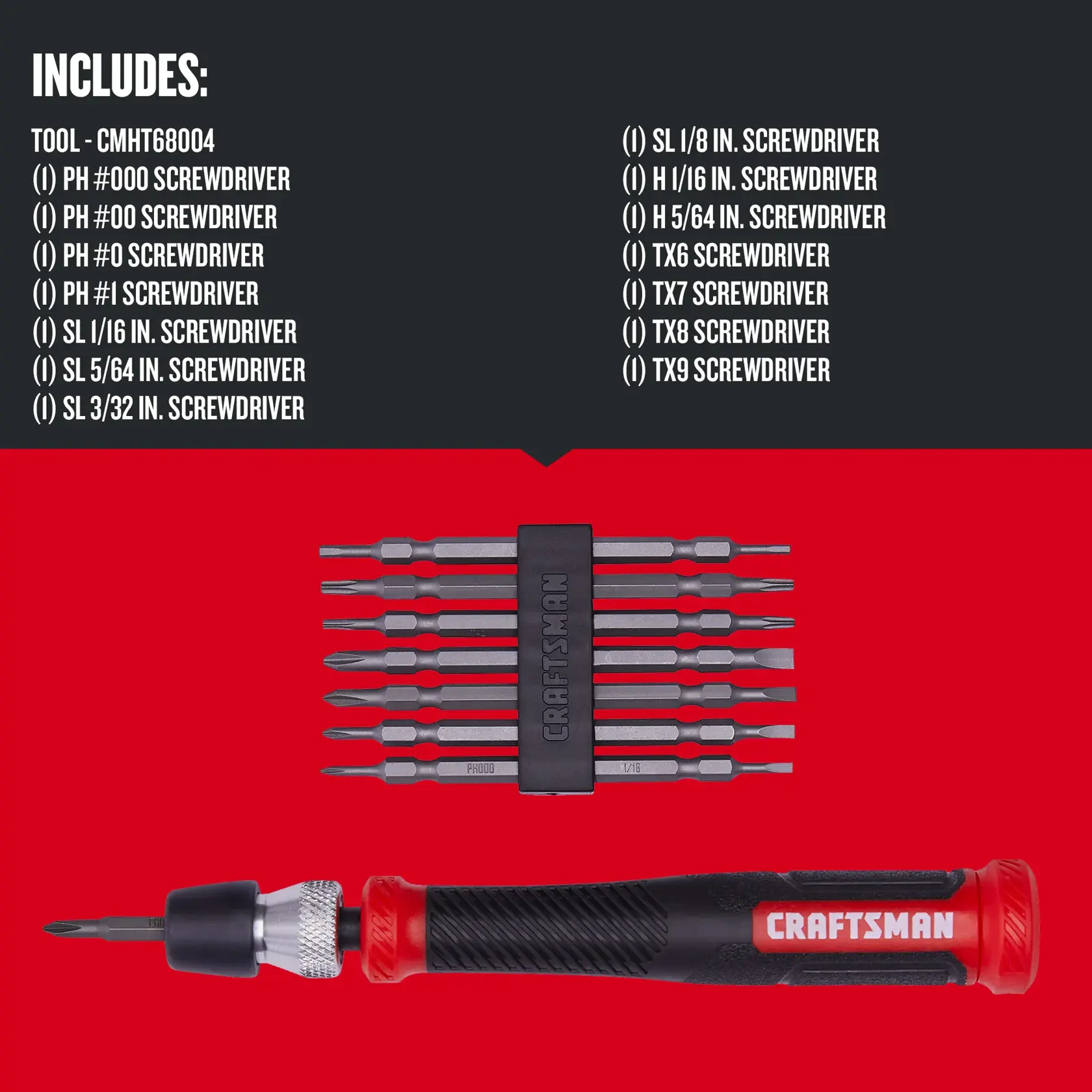 Graphic of CRAFTSMAN Screwdrivers: Multi Bits highlighting product features