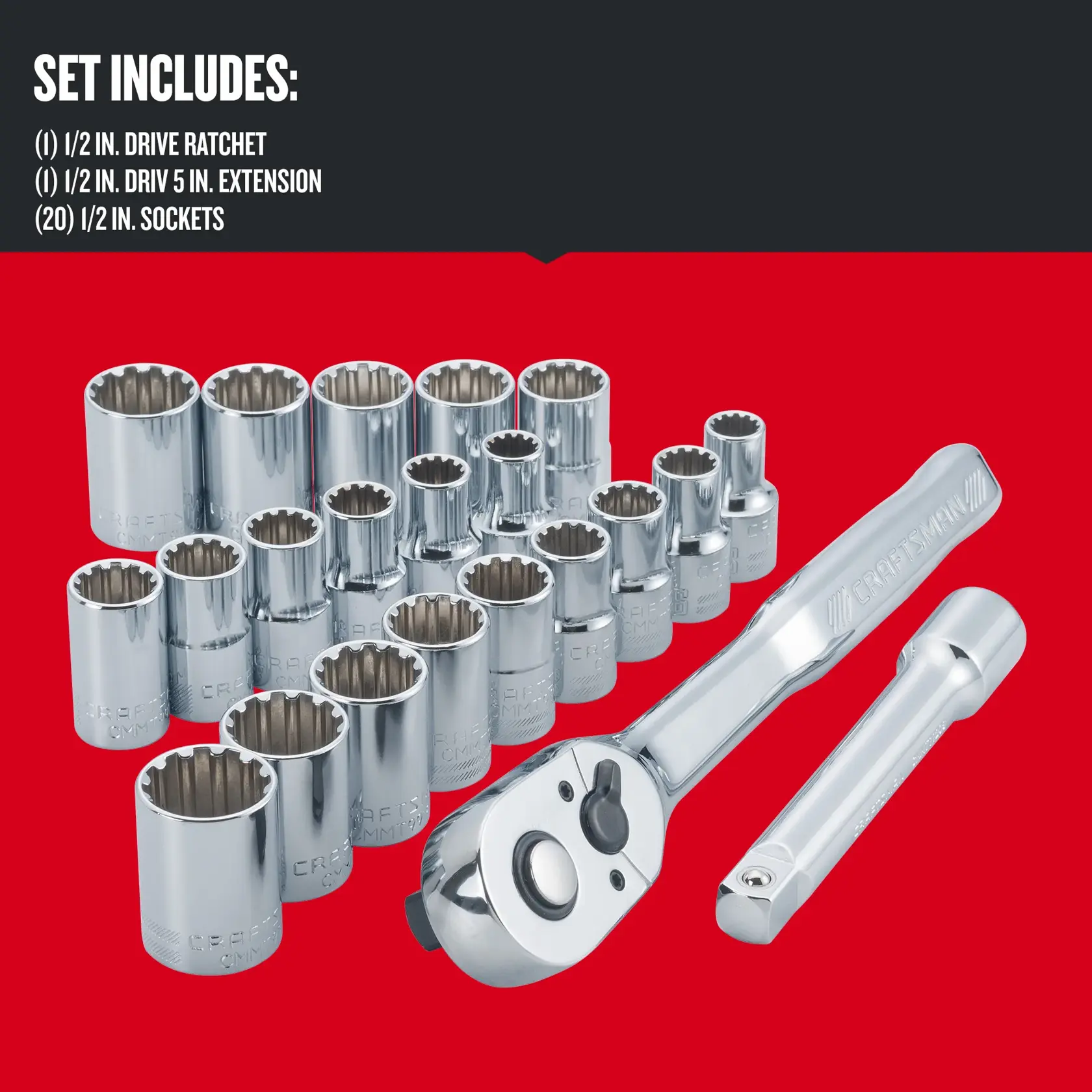 Graphic of CRAFTSMAN Sockets: Set highlighting product features