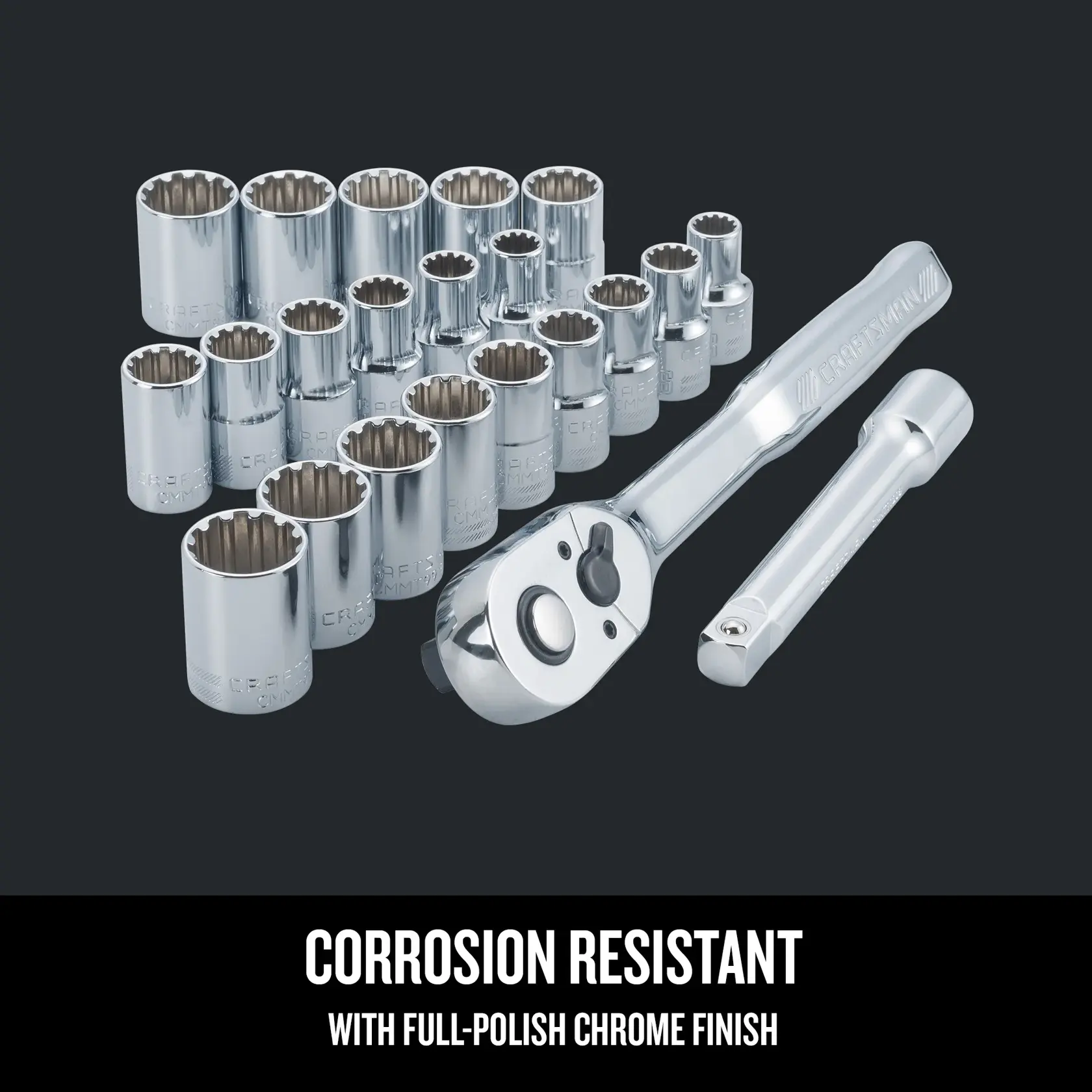 Graphic of CRAFTSMAN Sockets: Set highlighting product features