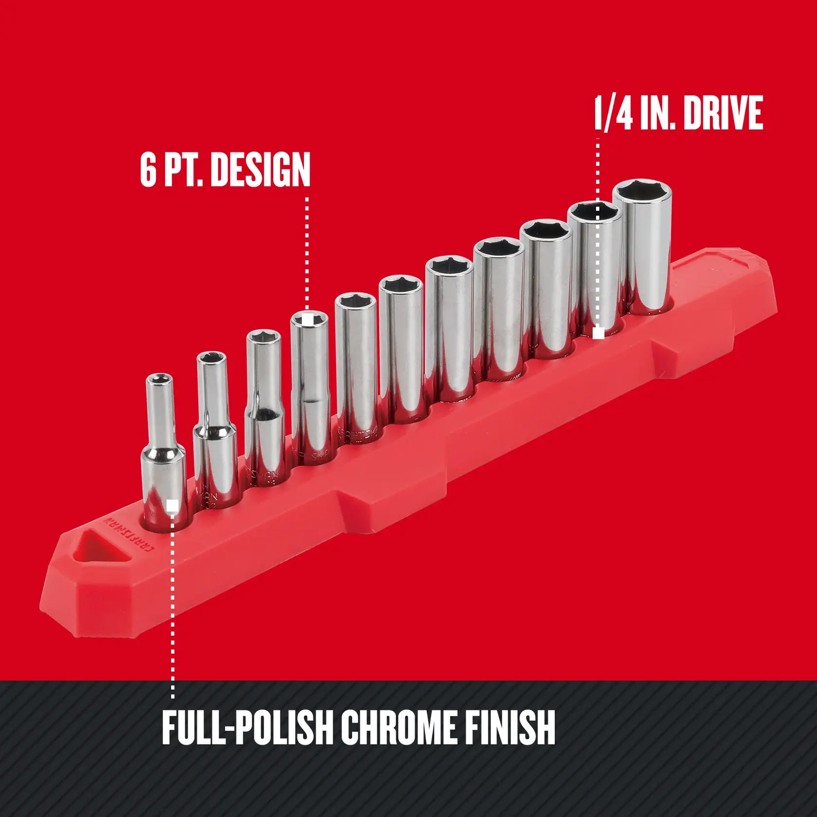 Graphic of CRAFTSMAN Sockets: 6-Point highlighting product features