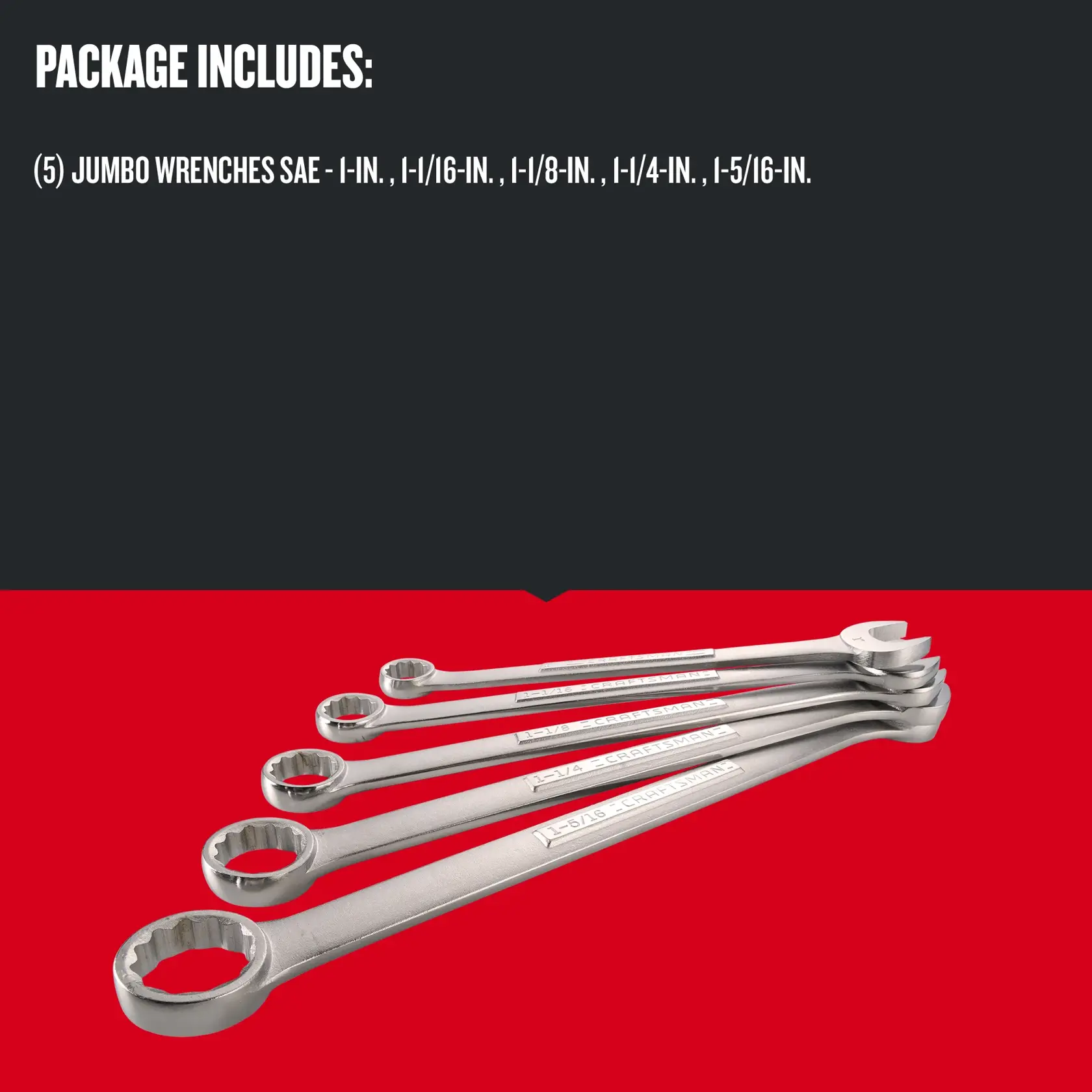 Graphic of CRAFTSMAN Wrenches: Set highlighting product features