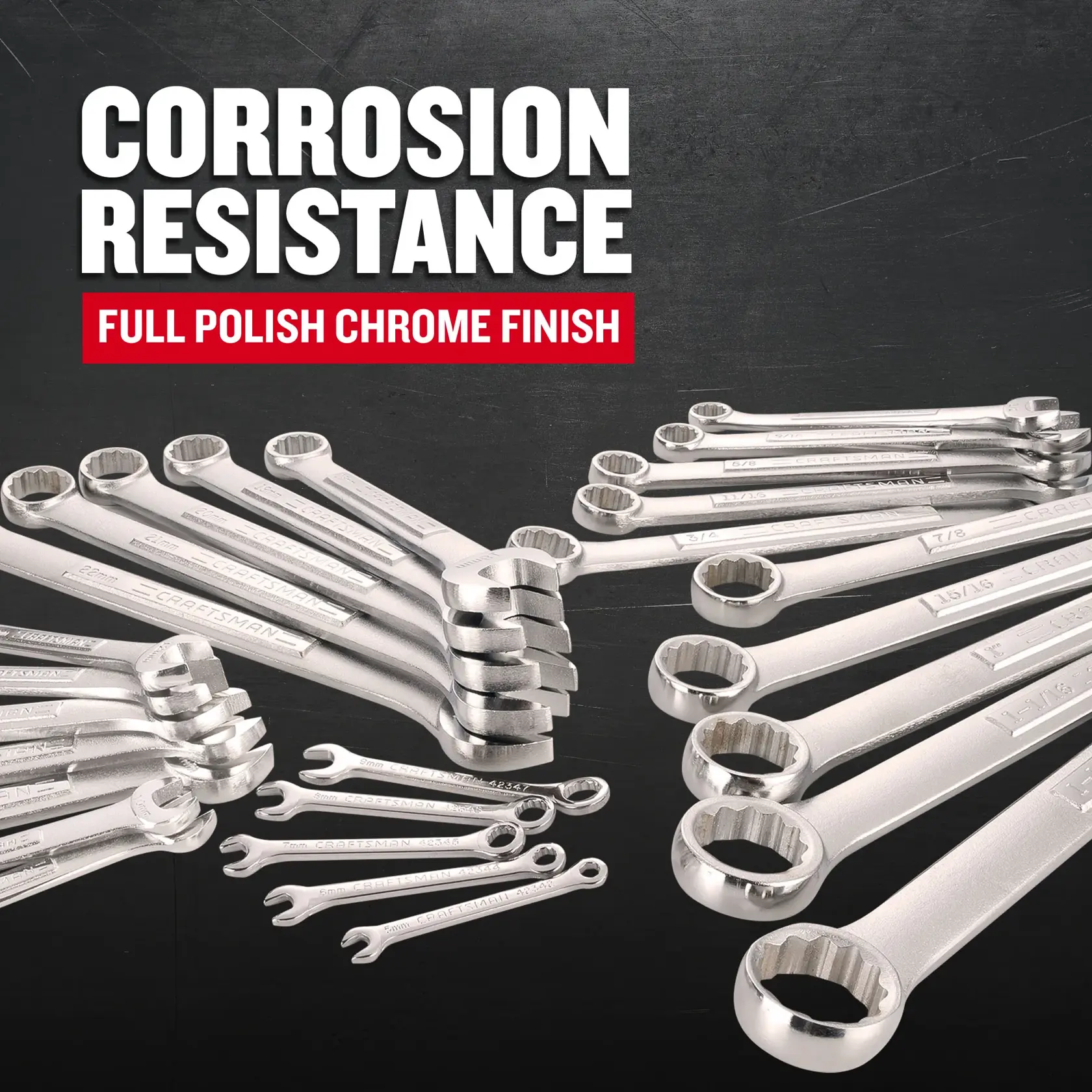 Graphic of CRAFTSMAN Wrenches: Set highlighting product features
