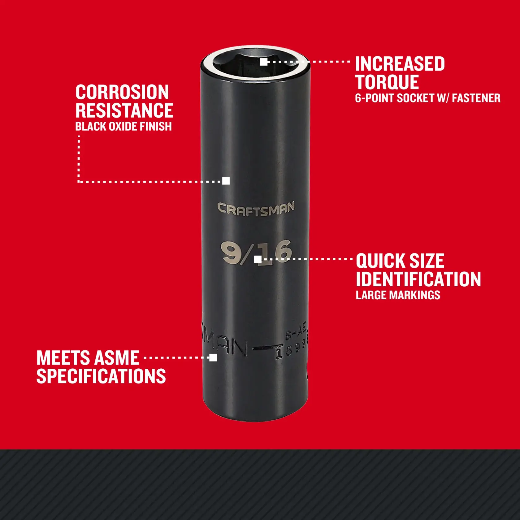 Craftsman CMMT15998 1/2 in. Drive 9/16 in. SAE Deep Impact Socket Walkaround
