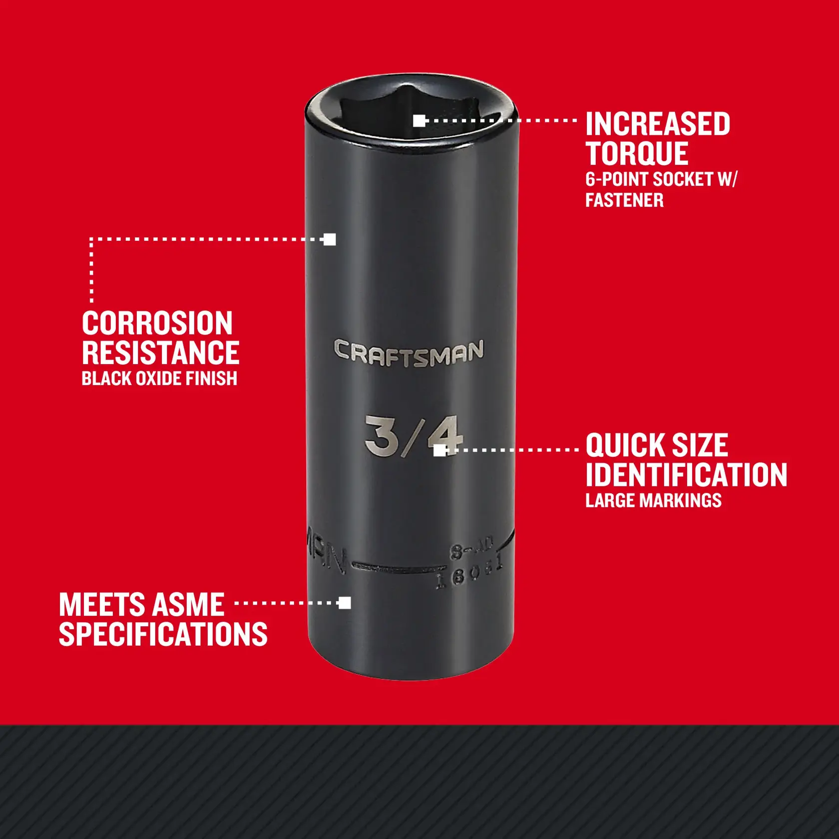 Craftsman CMMT16061 1/2 in. Drive 3/4 in. SAE Deep Impact Socket Walkaround