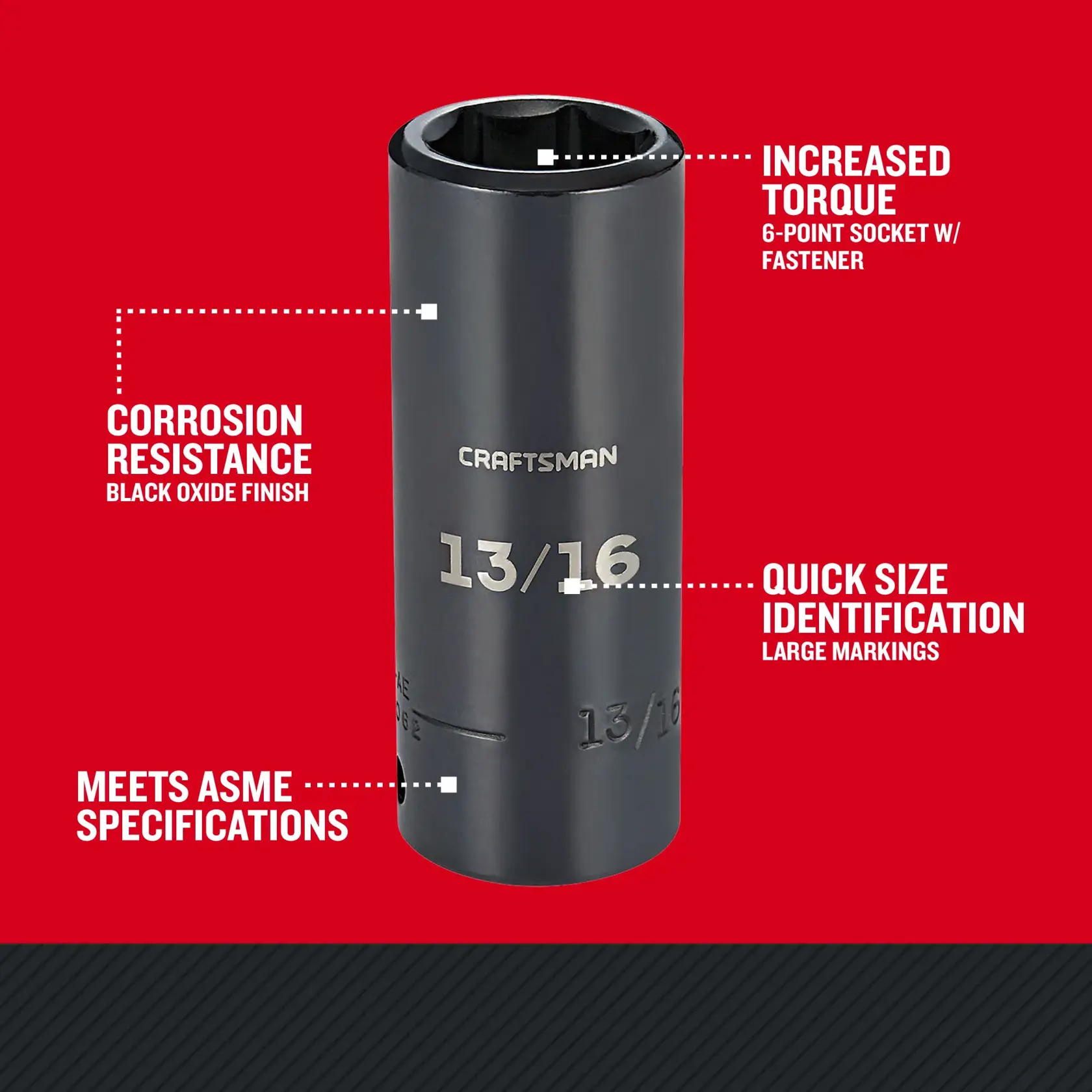 Craftsman CMMT16062 1/2 in. Drive 13/16 in. SAE Deep Impact Socket Walkaround