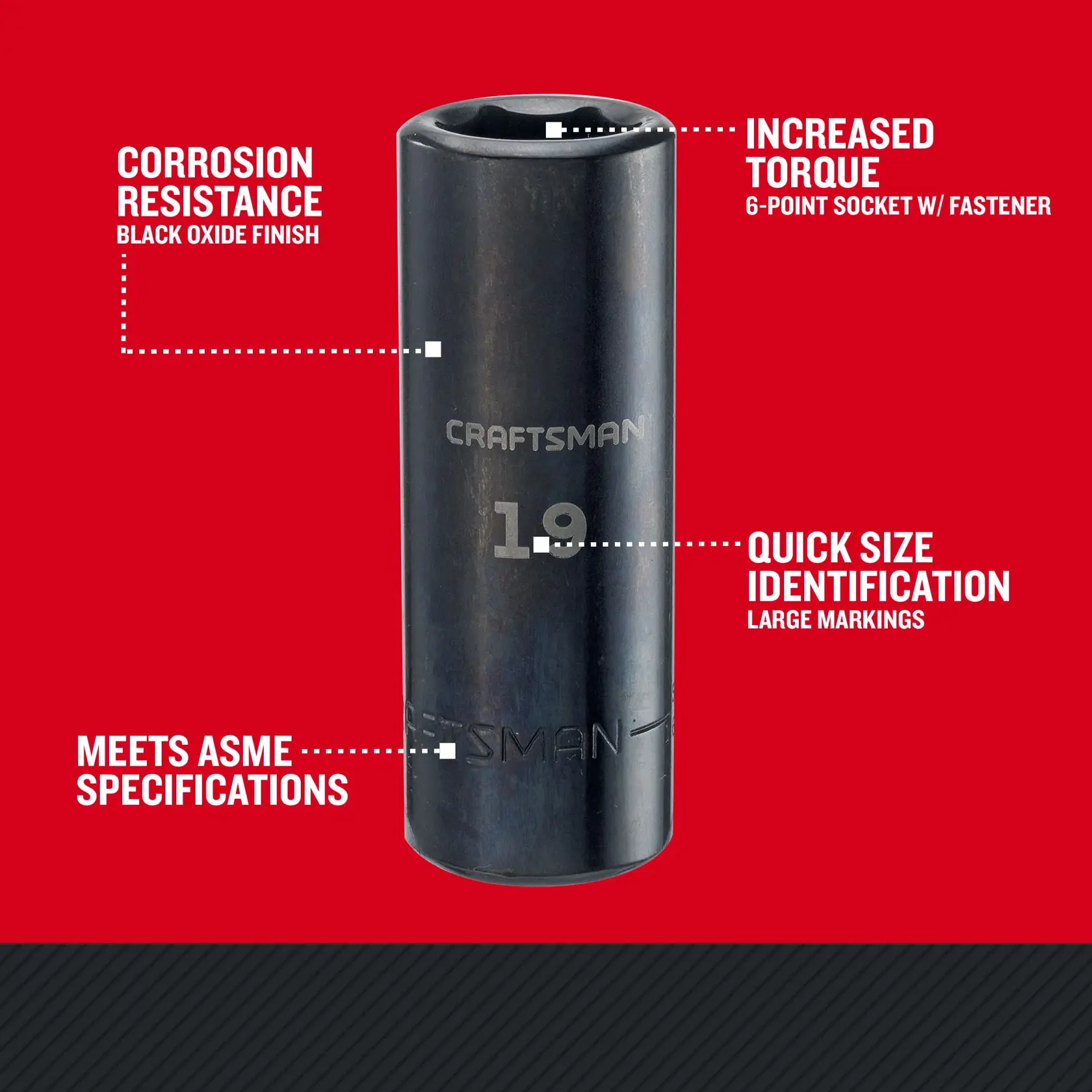 Craftsman CMMT16080 1/2 in. Drive 19mm Metric Deep Impact Socket Walkaround