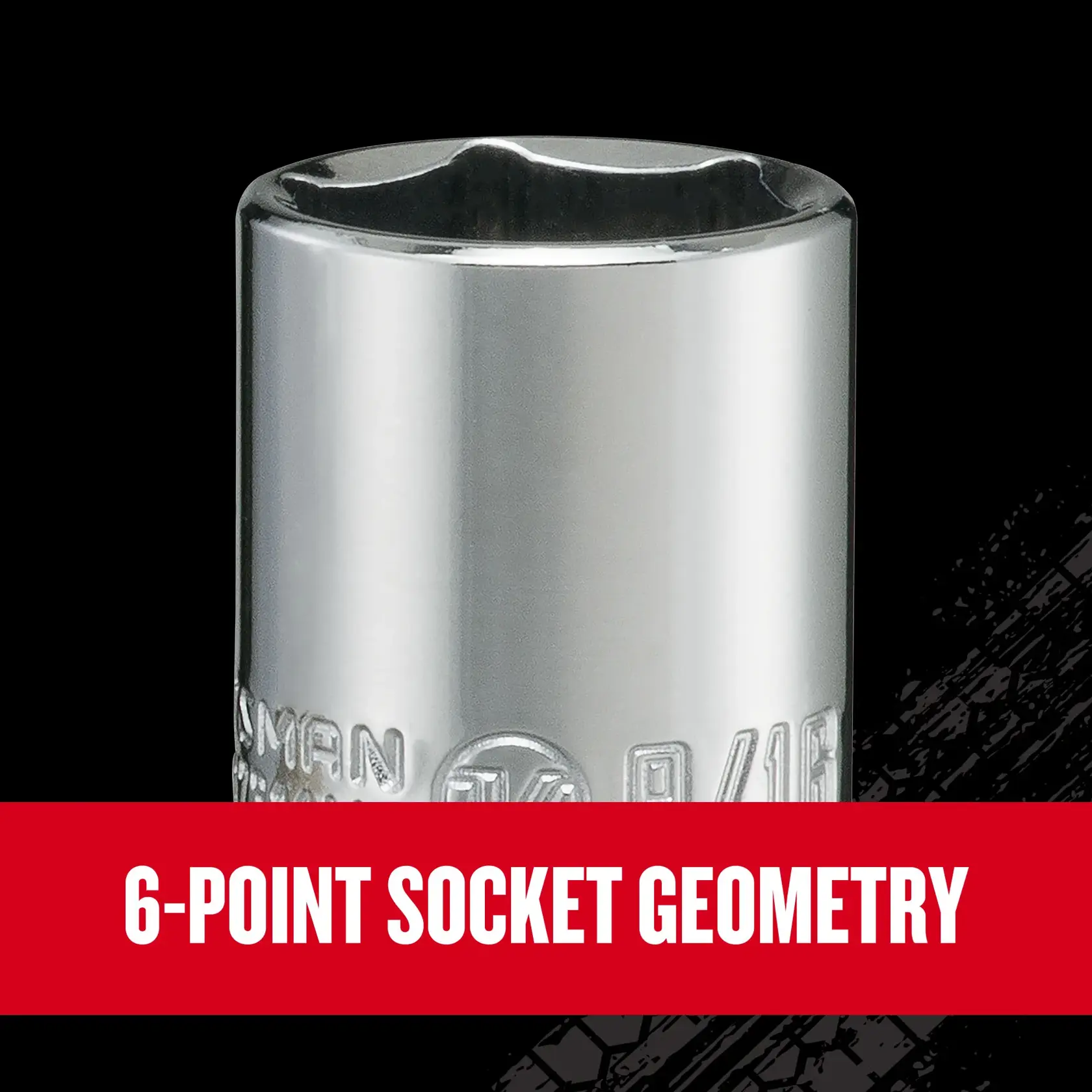 Graphic of CRAFTSMAN Sockets: 6-Point highlighting product features
