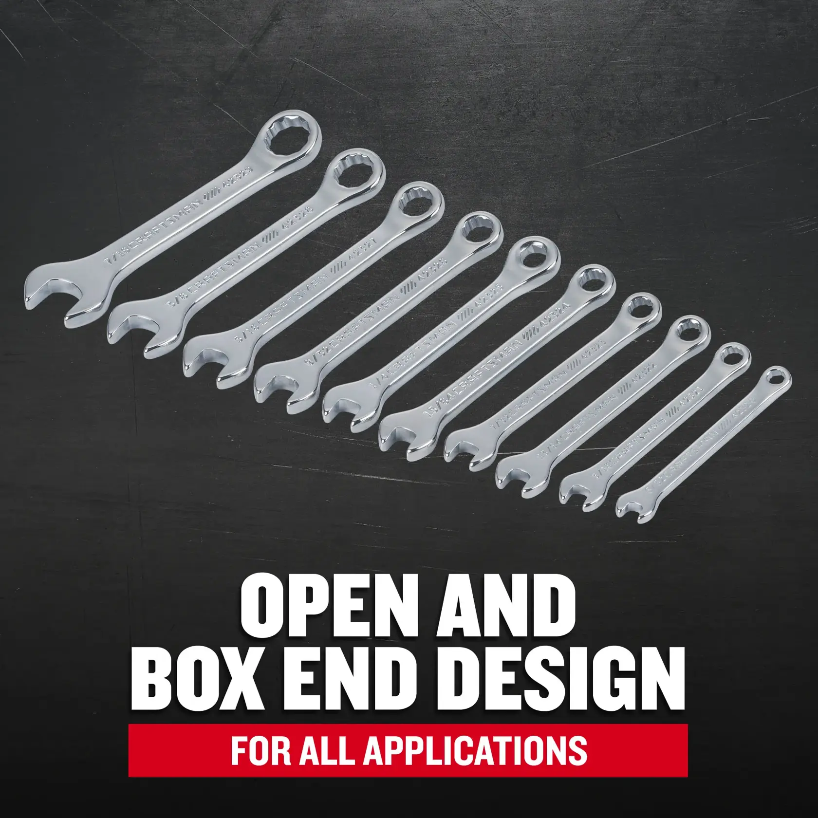 CRAFTSMAN CMMT42319 10 Piece Standard (SAE) Stubby Combination Wrench Set F+B