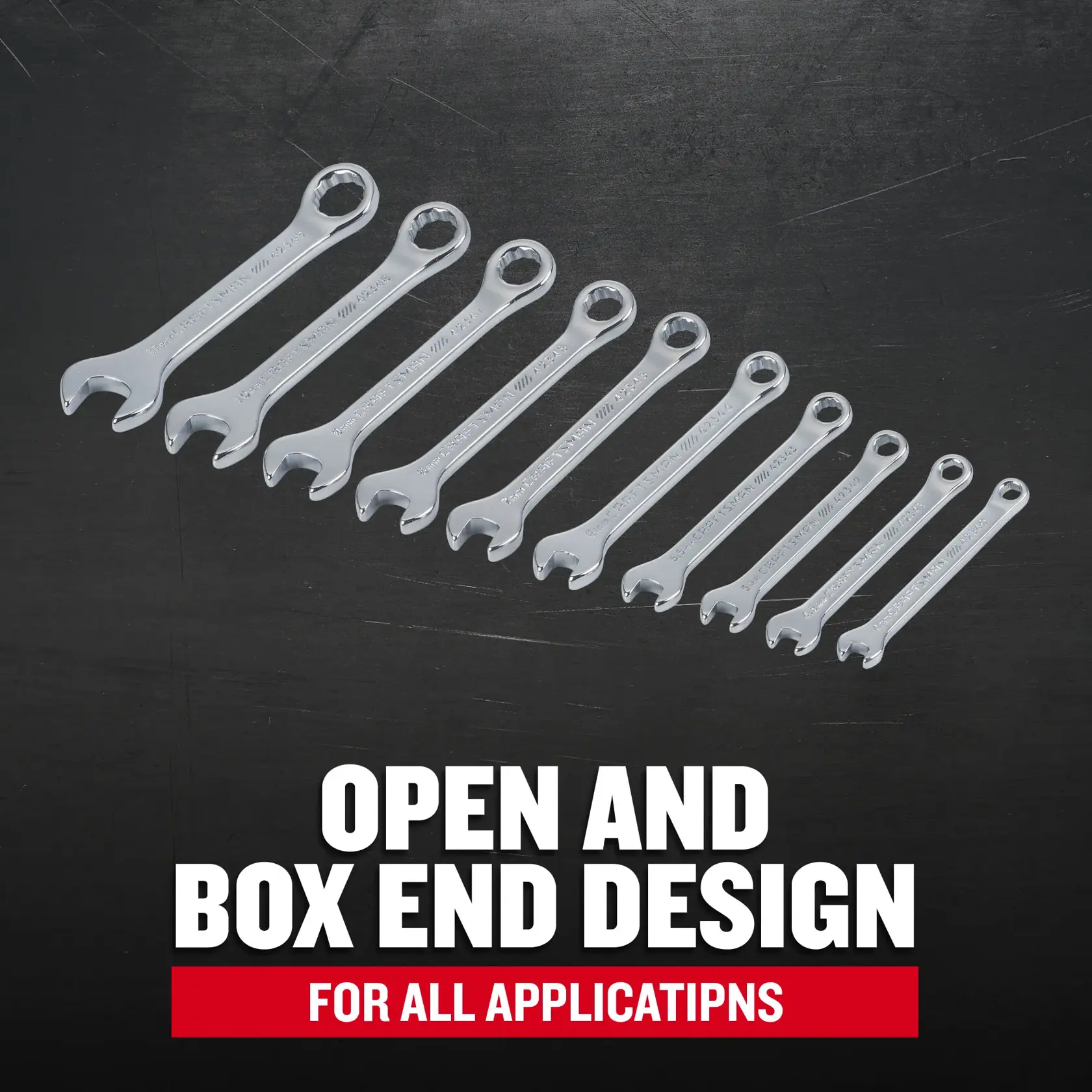 CRAFTSMAN CMMT42339 10 Piece Metric Stubby Combination Wrench Set F+B 