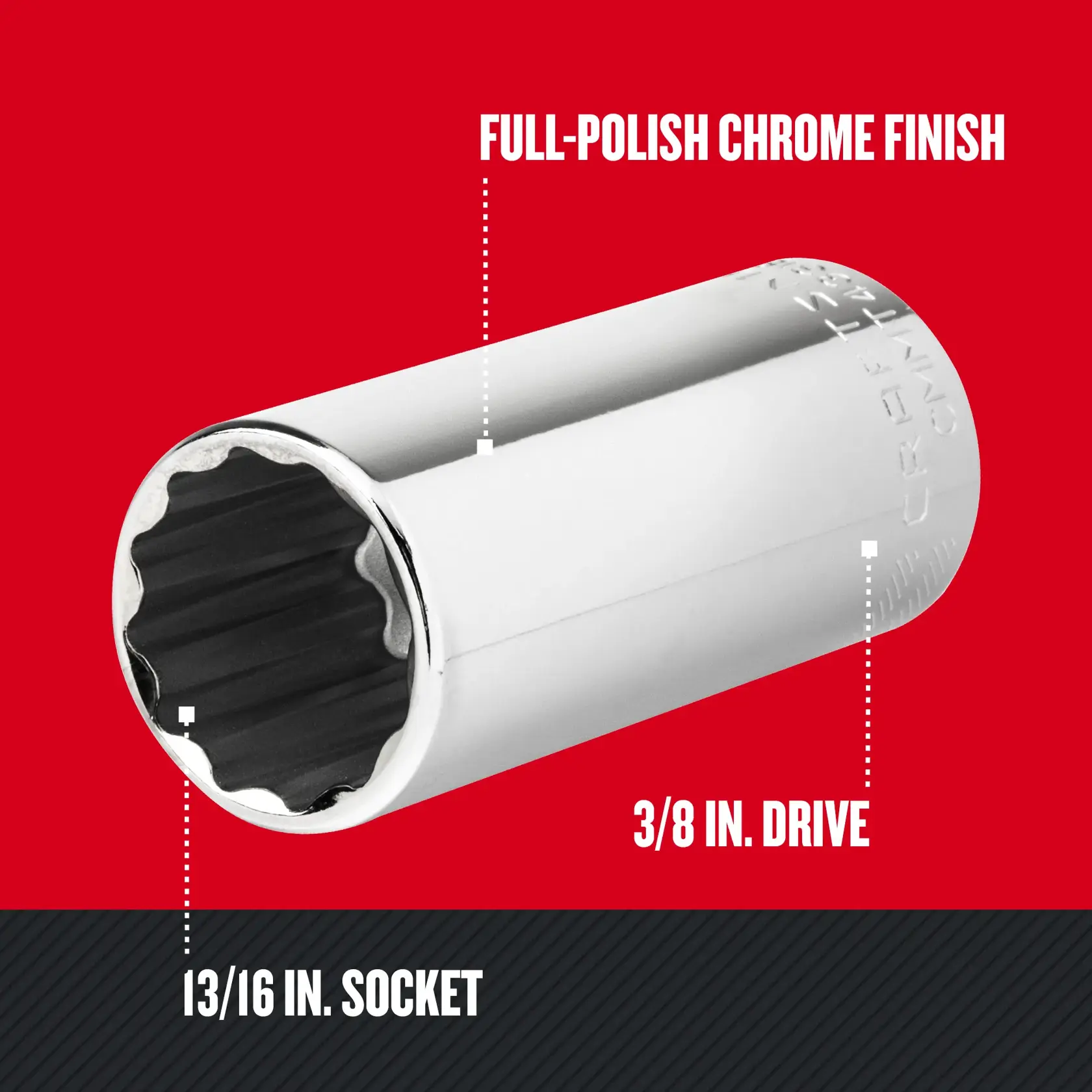 Graphic of CRAFTSMAN Sockets: 12-Point highlighting product features