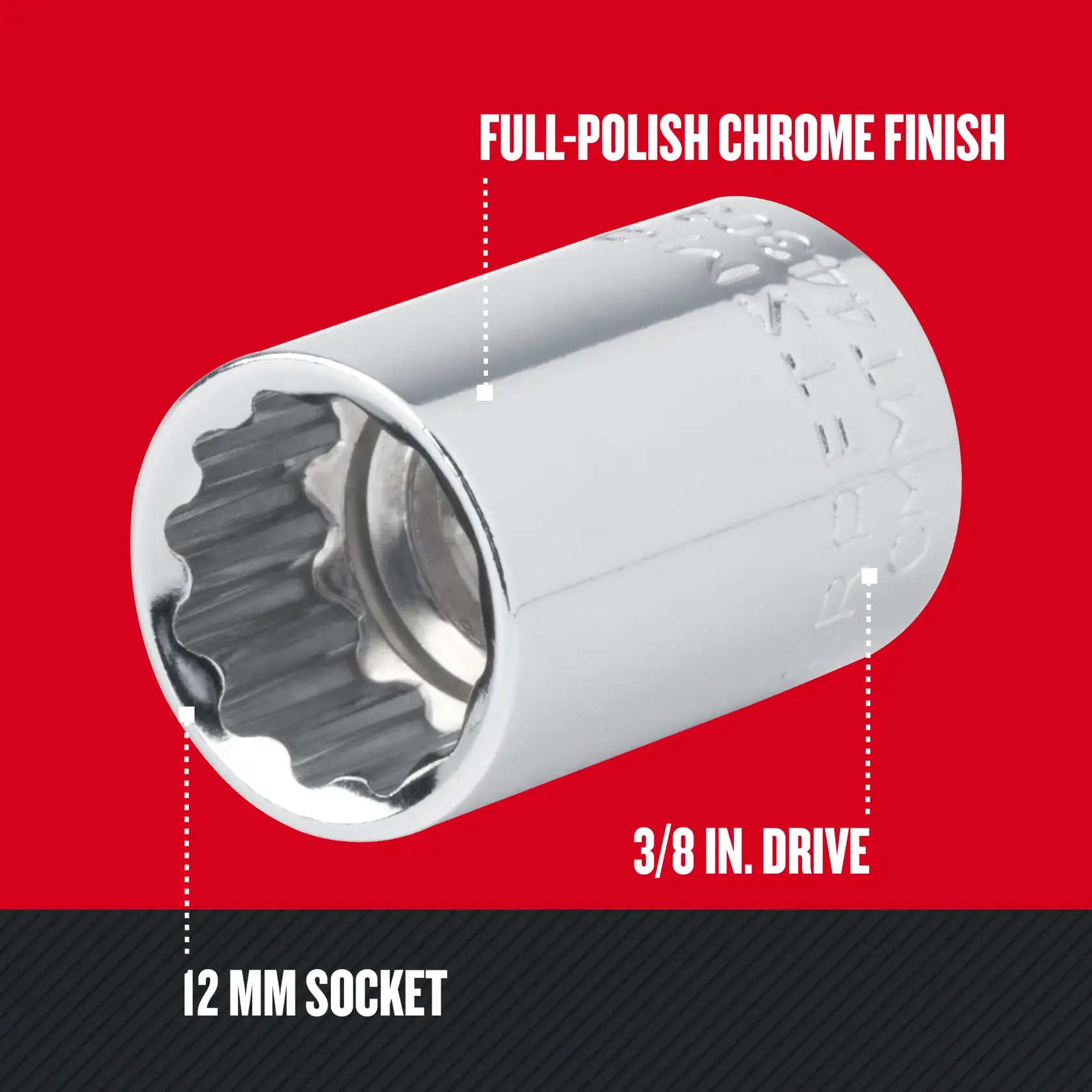 Graphic of CRAFTSMAN Sockets: 12-Point highlighting product features