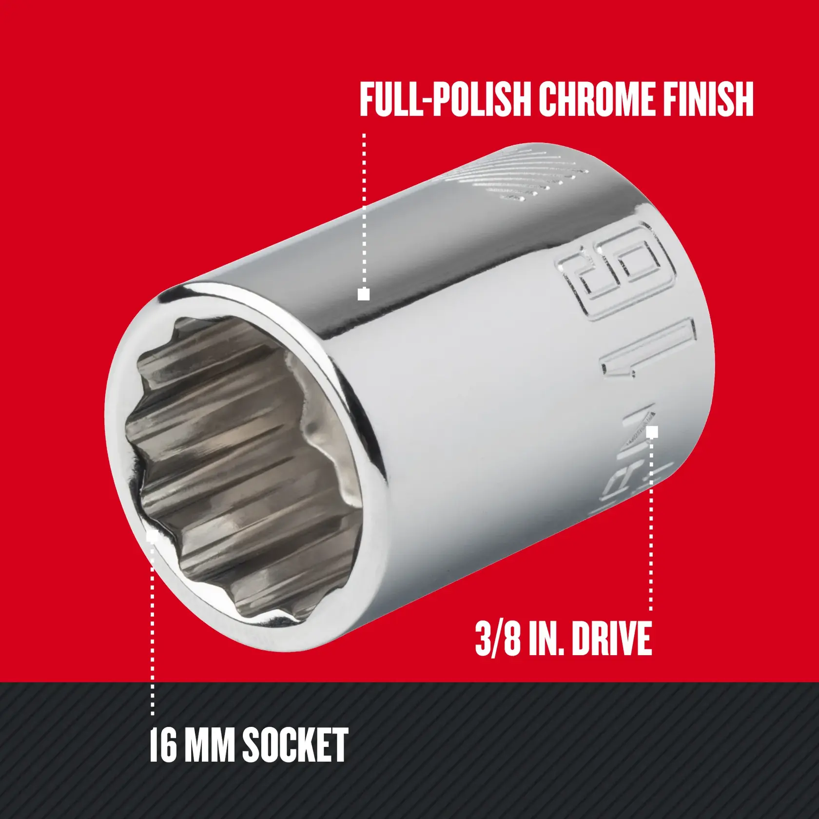 thumbnail image 2 of 3/4 Sq. Dr. Socket 16mm 12 Point Length 100mm – Ko-ken USA 2 of 12