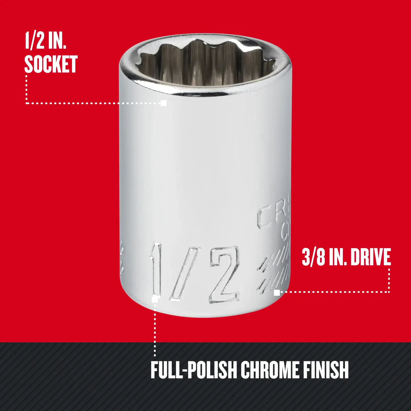 Graphic of CRAFTSMAN Sockets: 12-Point highlighting product features