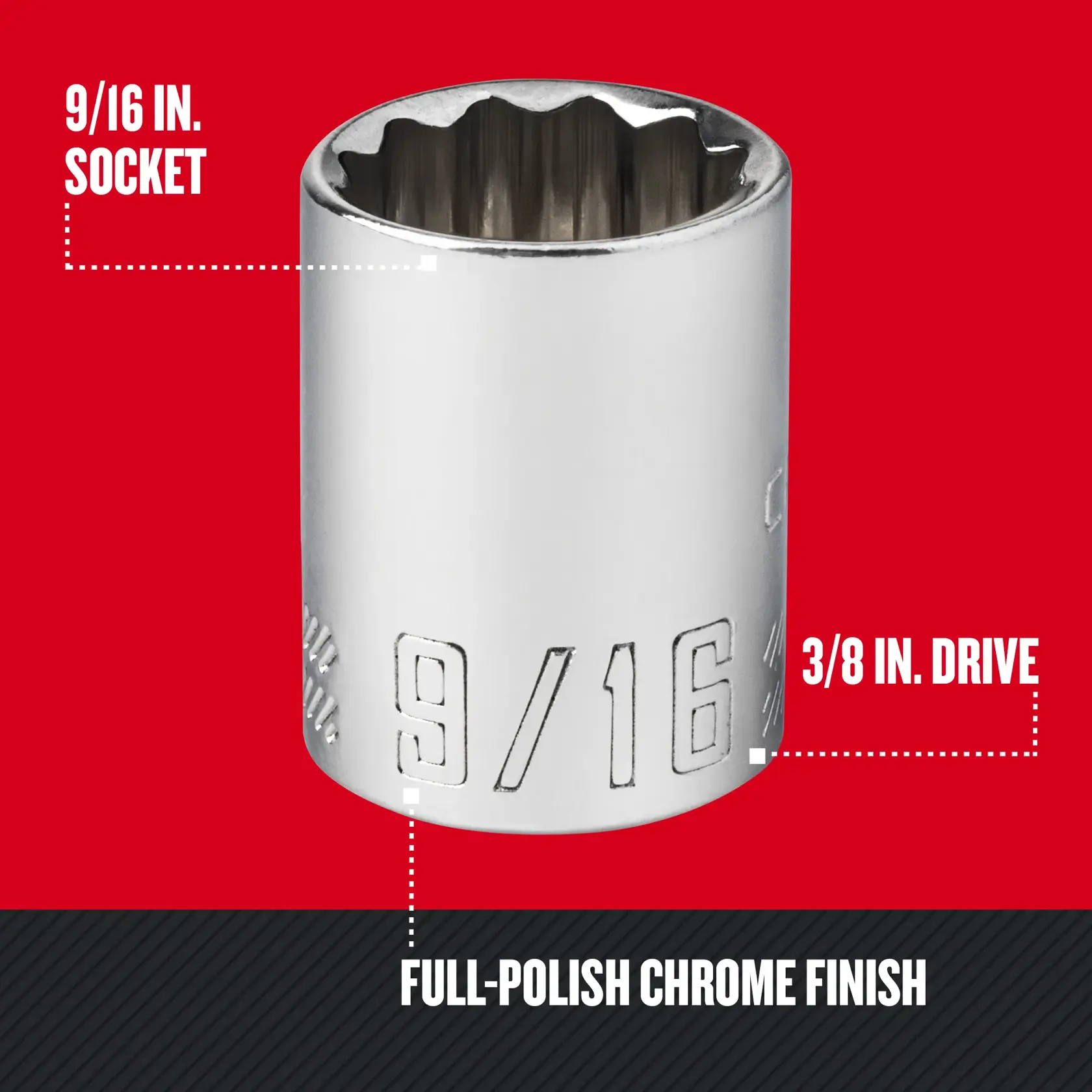 thumbnail image 2 of SK Hand Tools USA 1/4" Drive 12 Point Standard Chrome Socket, 1/4" Size, 43908 2 of 6