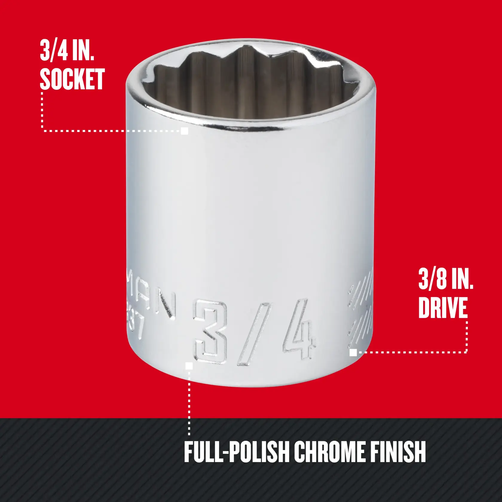 Graphic of CRAFTSMAN Sockets: 12-Point highlighting product features