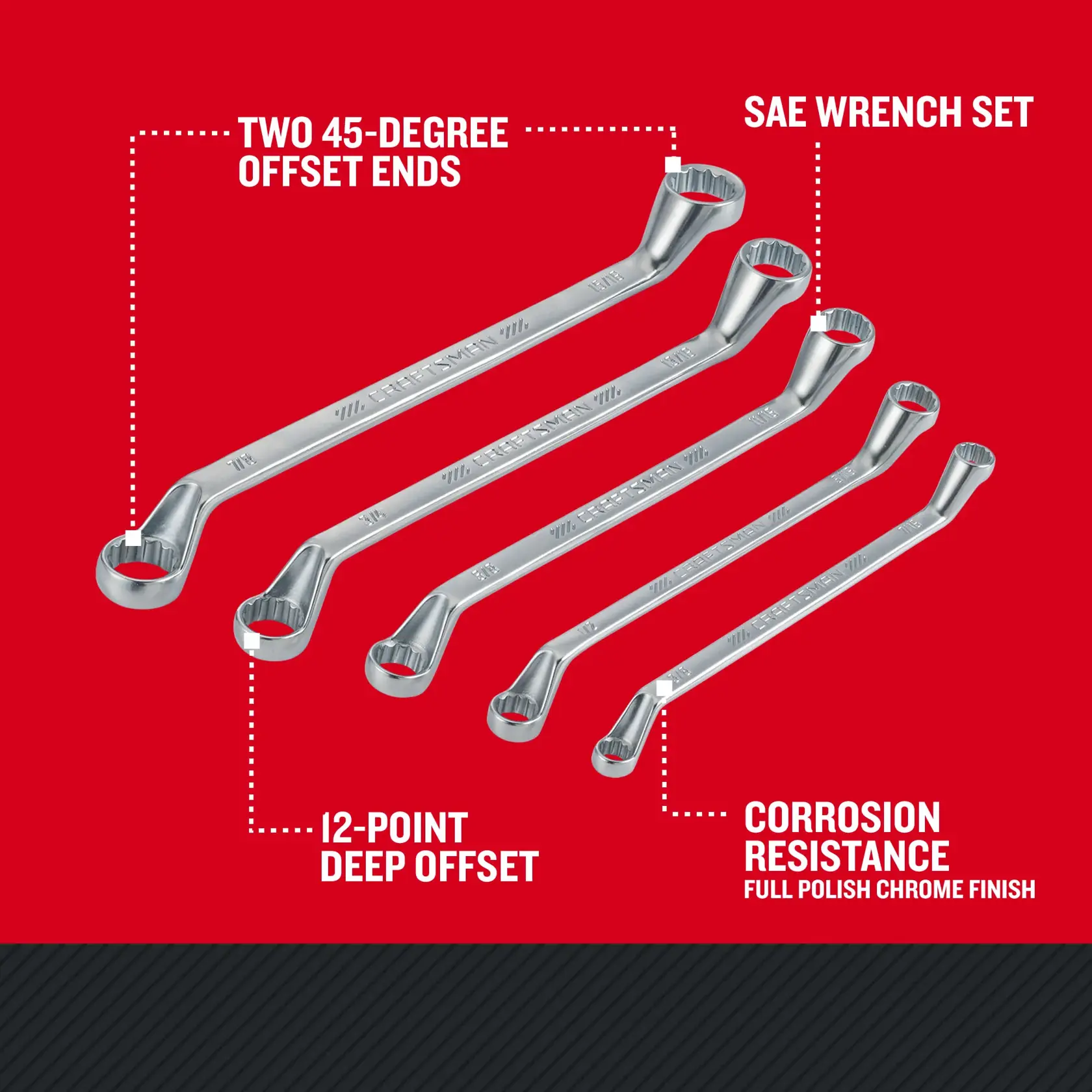 Craftsman CMMT44349 5 pc SAE Offset Box End Wrench Set Walkaround