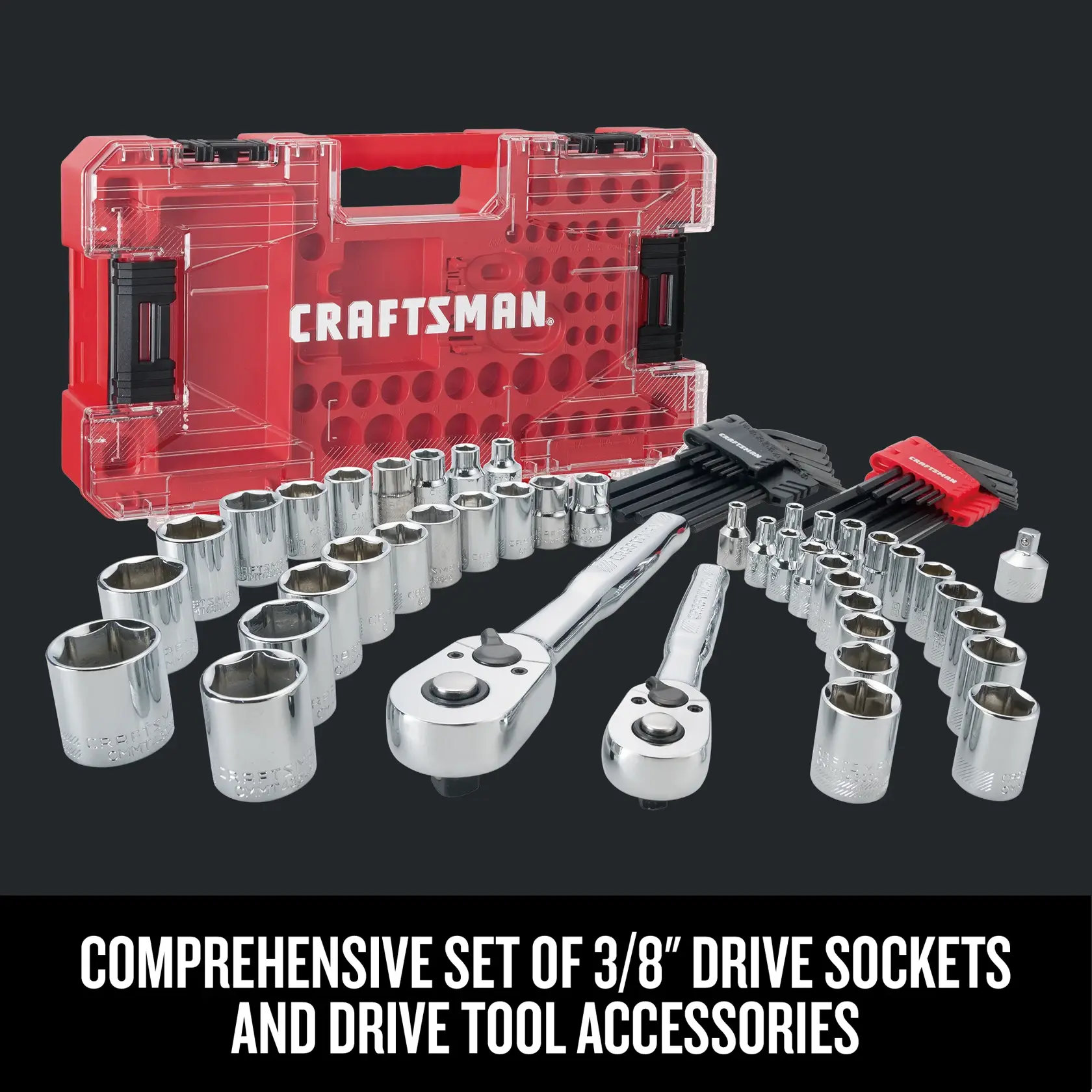Graphic of CRAFTSMAN Mechanics Tool Set highlighting product features