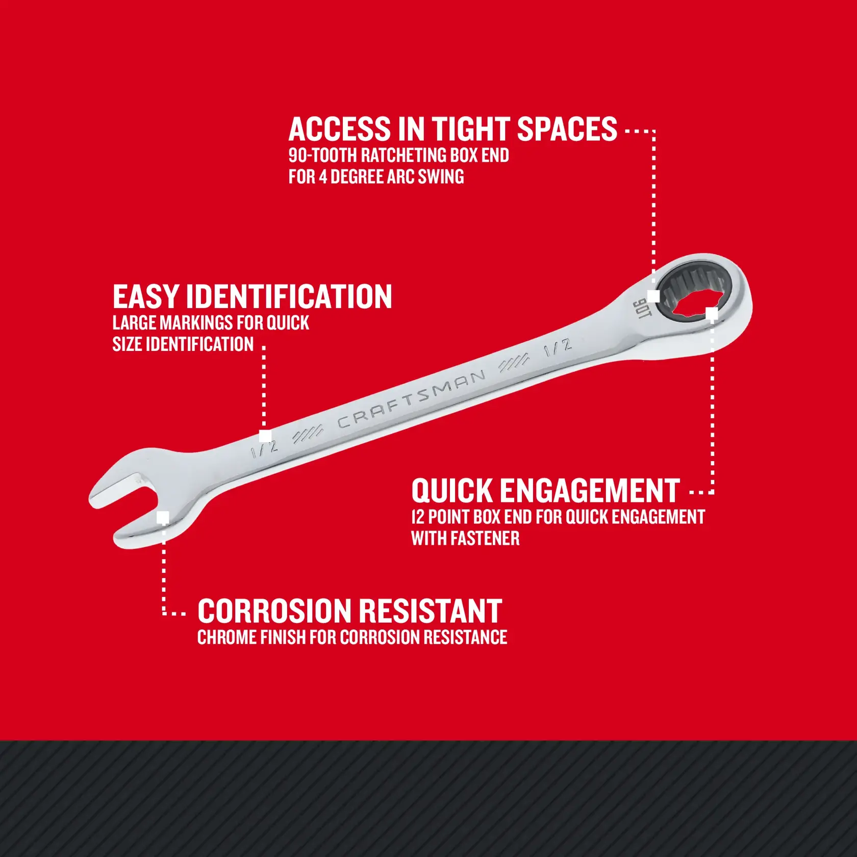 CRAFTSMAN® Best Cost Ratcheting Wrench Feature Walkaround