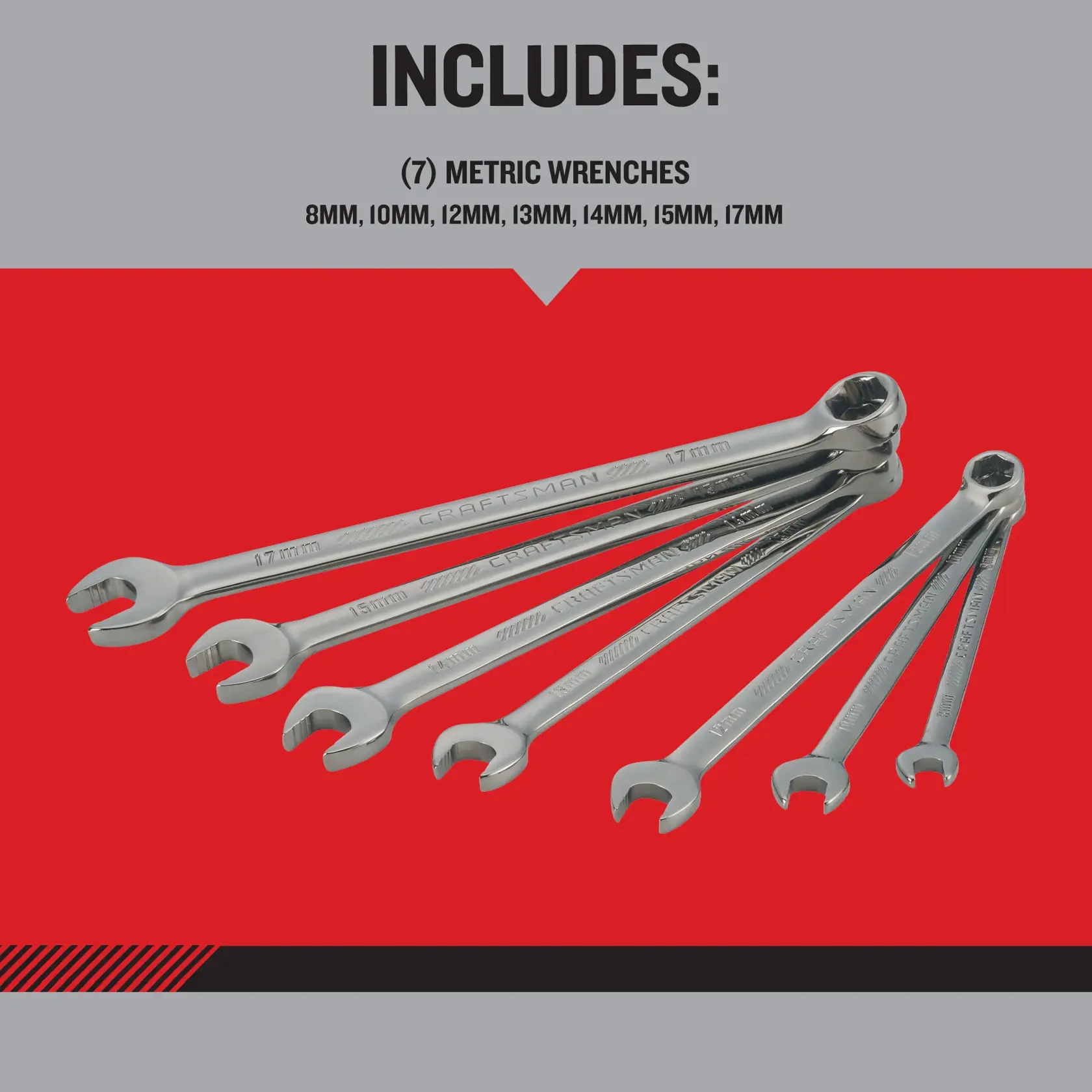 CRAFTSMAN OVERDRIVE 7 PIECE WRENCH SET contents description