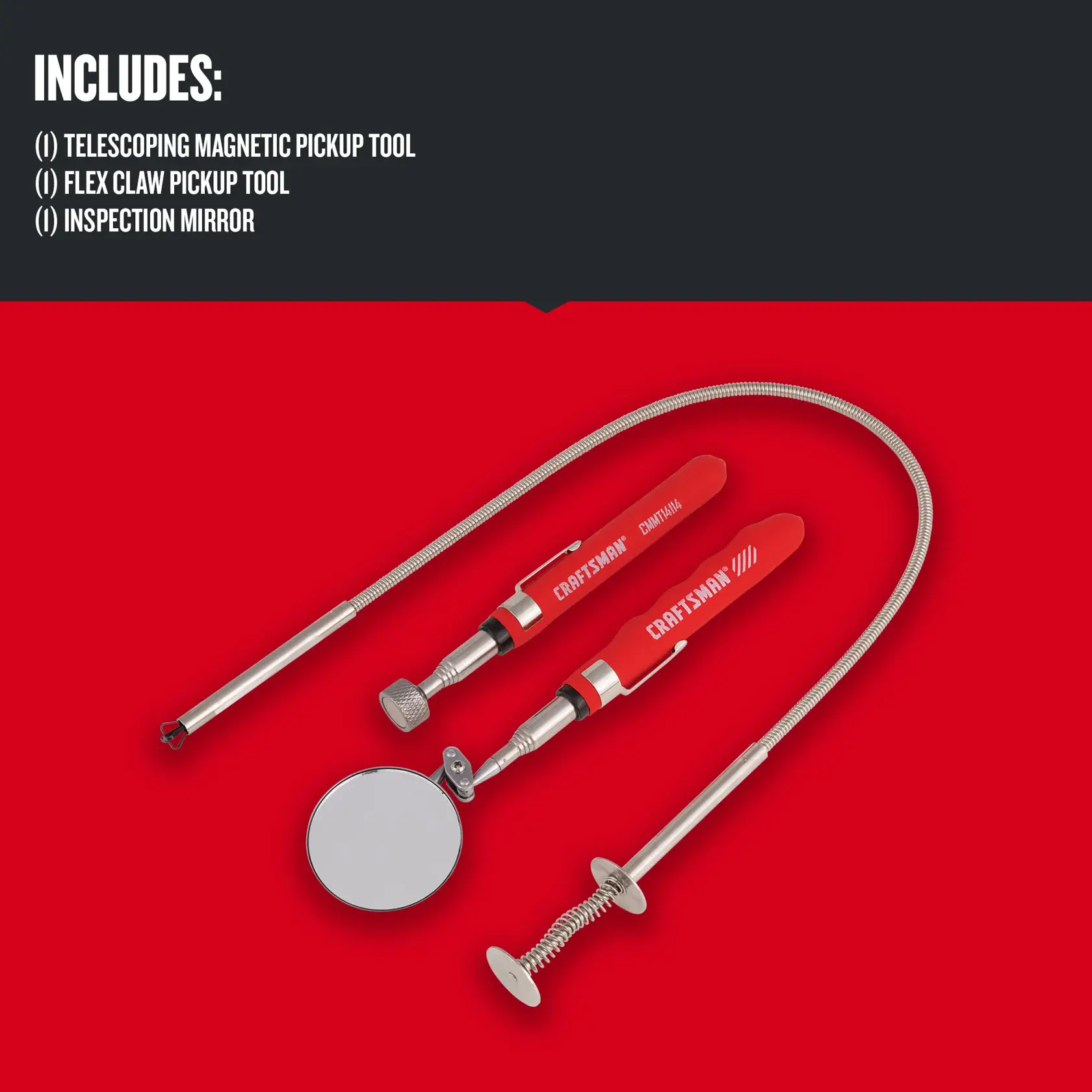 Product on red background detailing what the kit includes