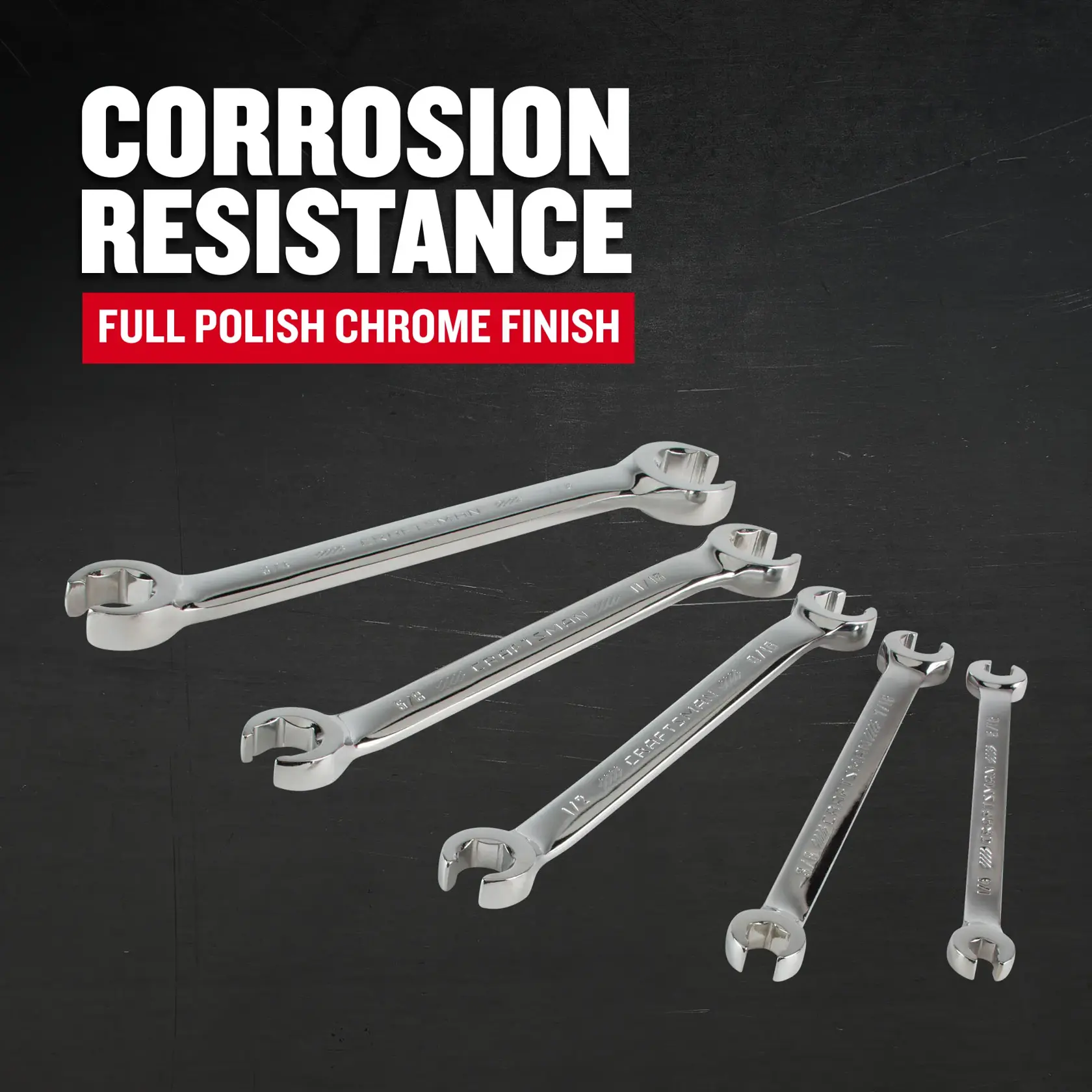 Craftsman CMMT99334 5 pc SAE Open End Flare Nut Wrench Set F+B