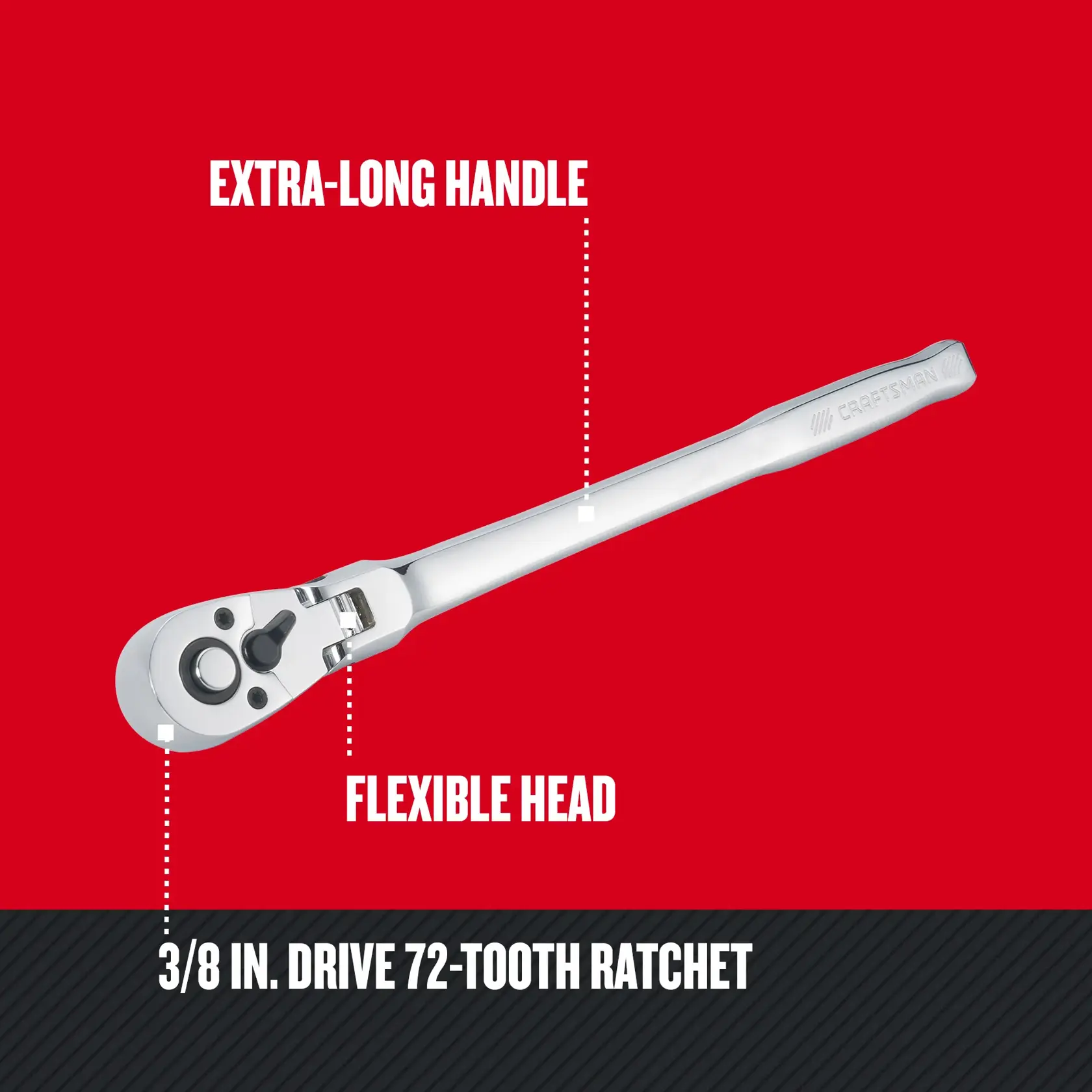Graphic of CRAFTSMAN Ratchets highlighting product features