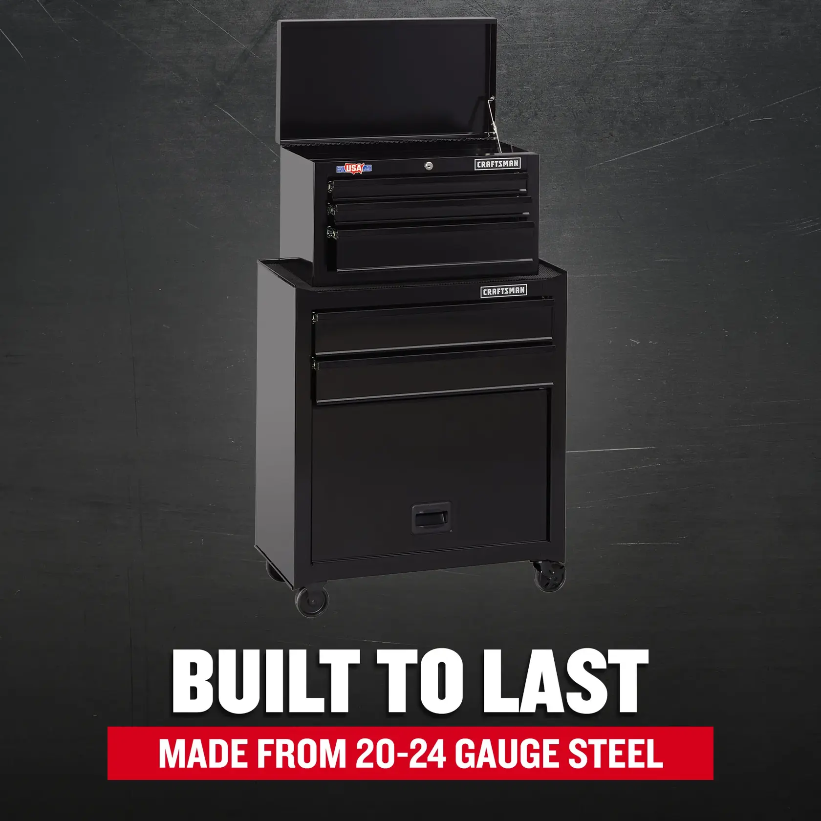 Graphic of CRAFTSMAN Storage: Cabinets & Chests Rolling highlighting product features